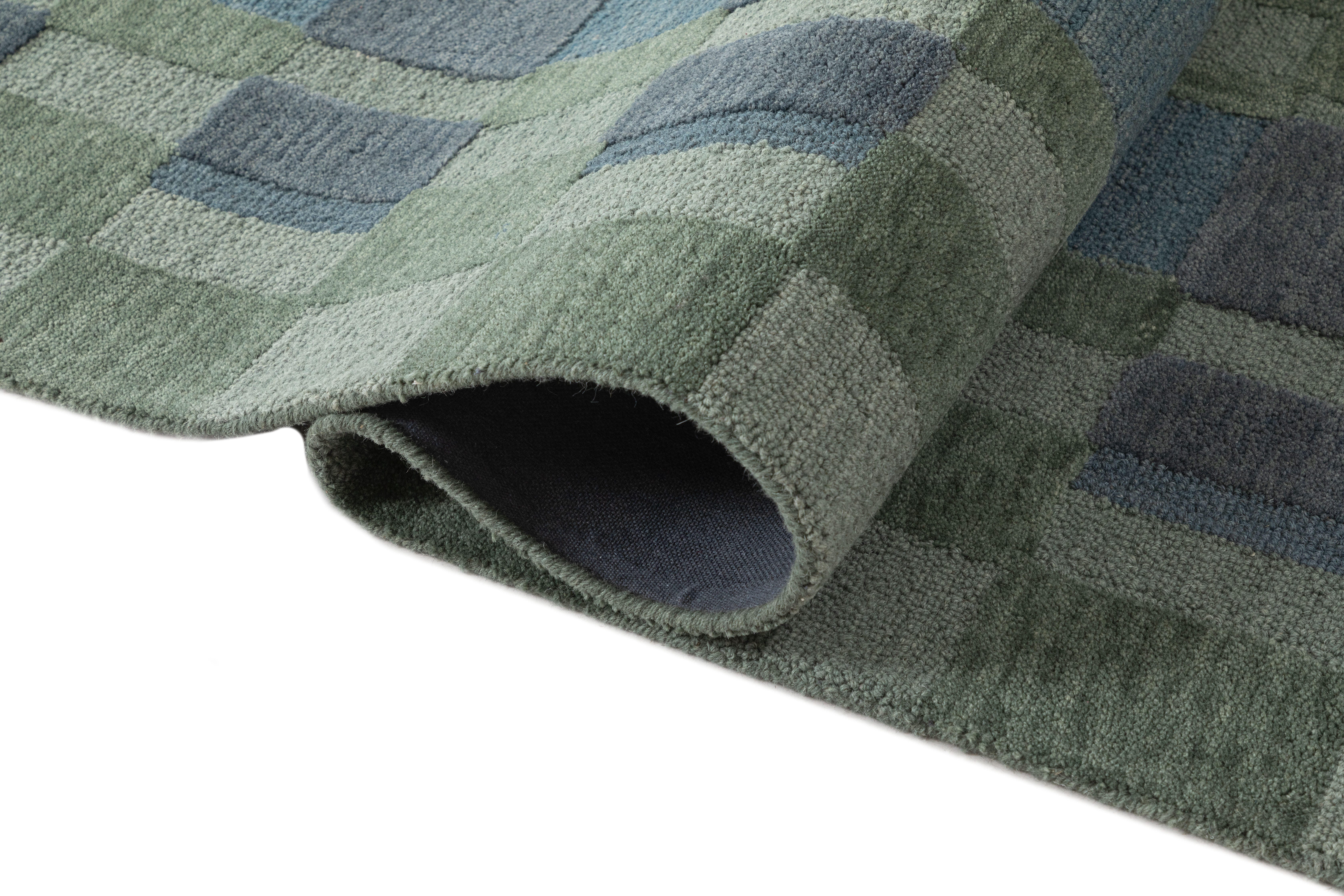 Terra by Obeetee Gemo 5'1" x 8' Area Rug, Green/Blue, large