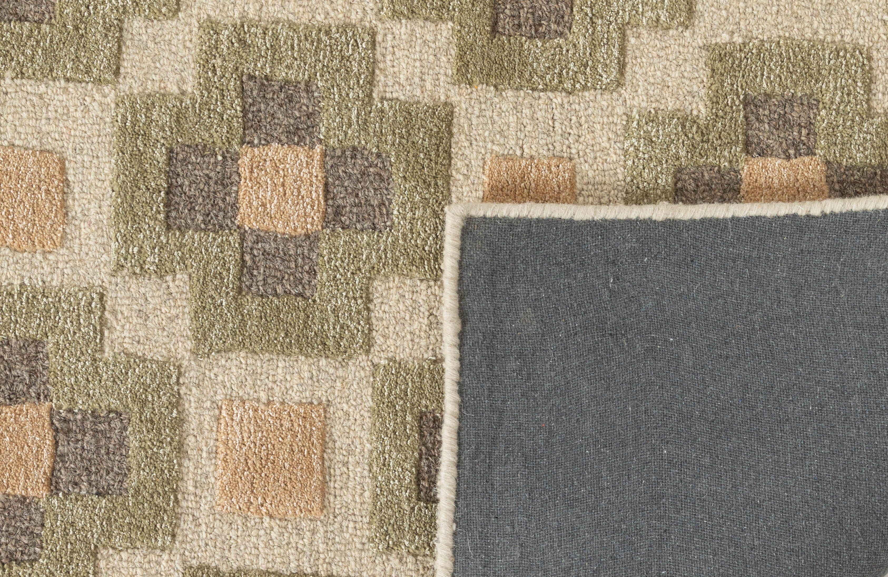 Terra by Obeetee Glamour 2'1" x 3' Area Rug, Green/Terracotta, large