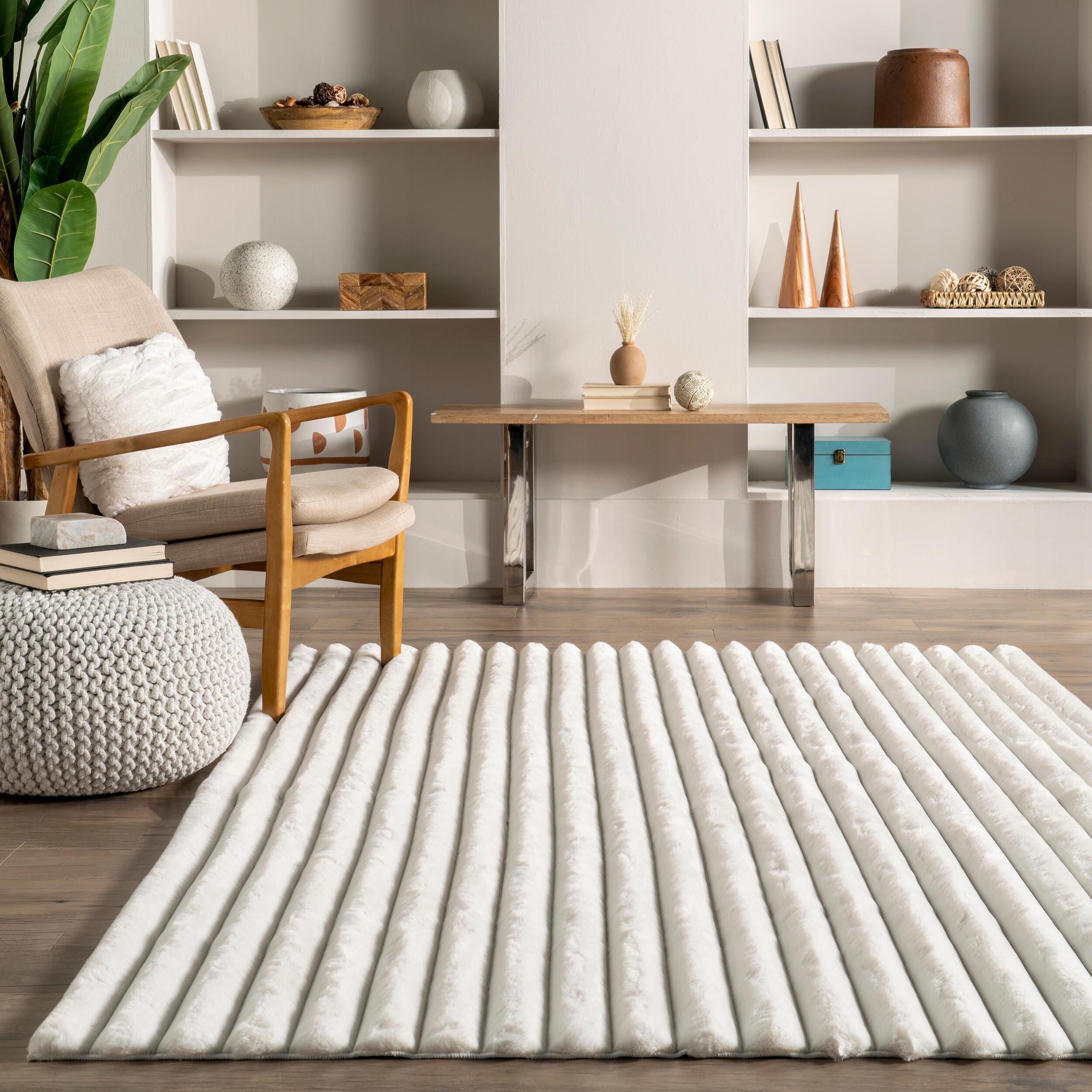 nuLOOM Kai 6' x 9' Area Rug, Off White, large
