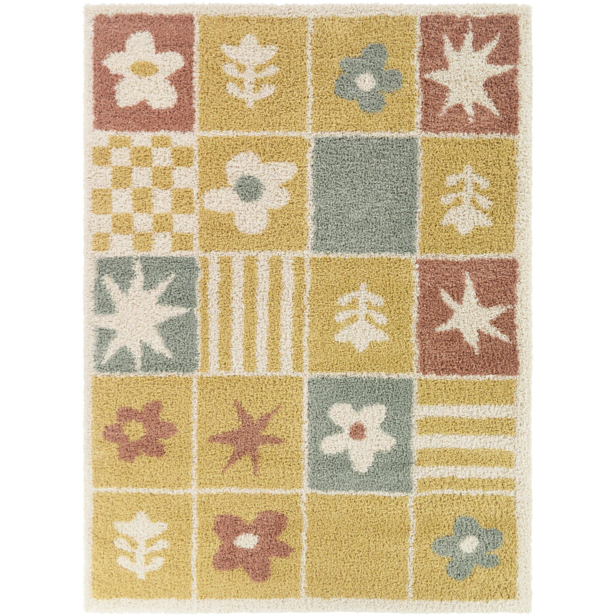 Balta Rugs Flower 5' 3" x 7' Area Rug, Yellow, large