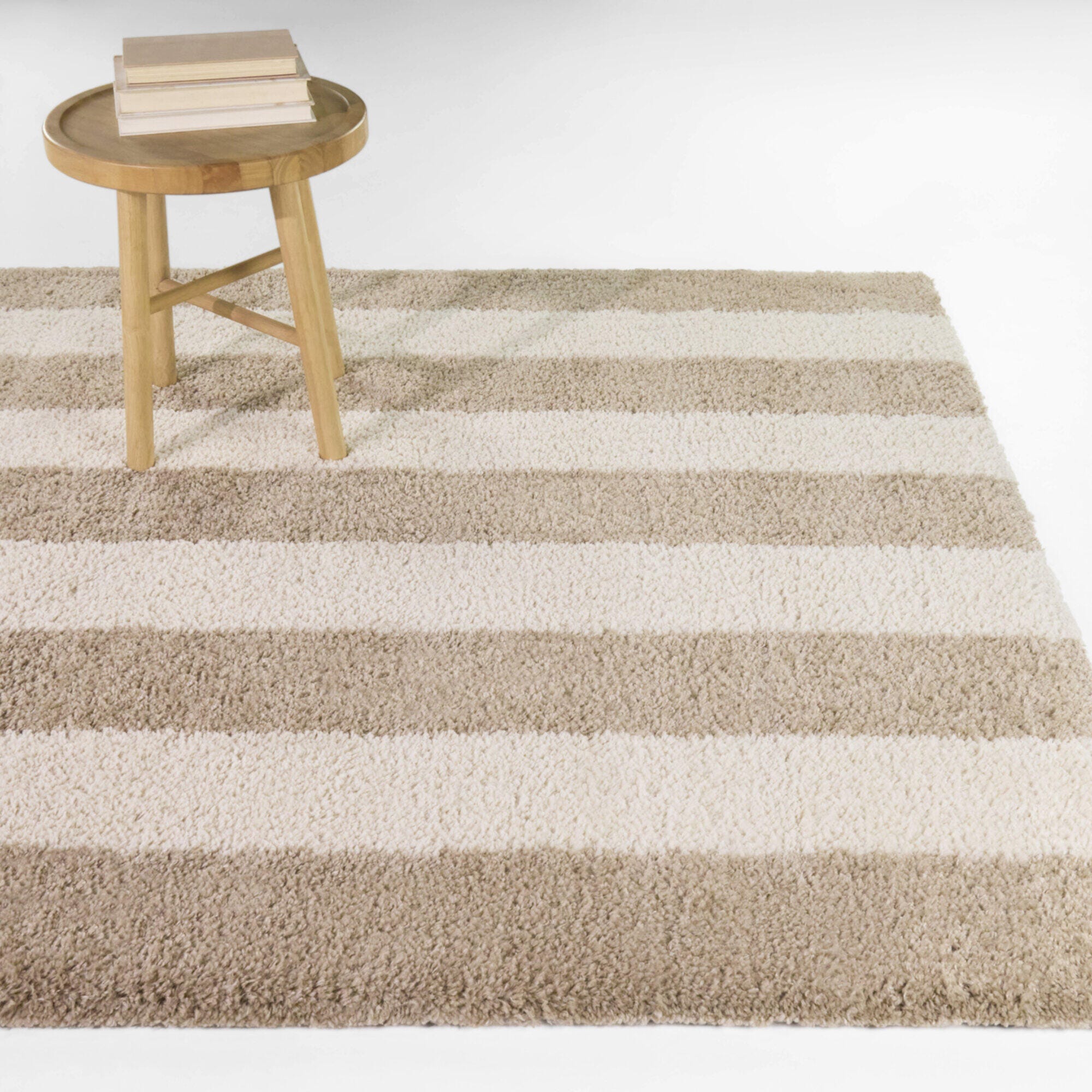 Balta Rugs Striped Shag 5' 3" x 7' Area Rug, Beige/Ivory, rollover