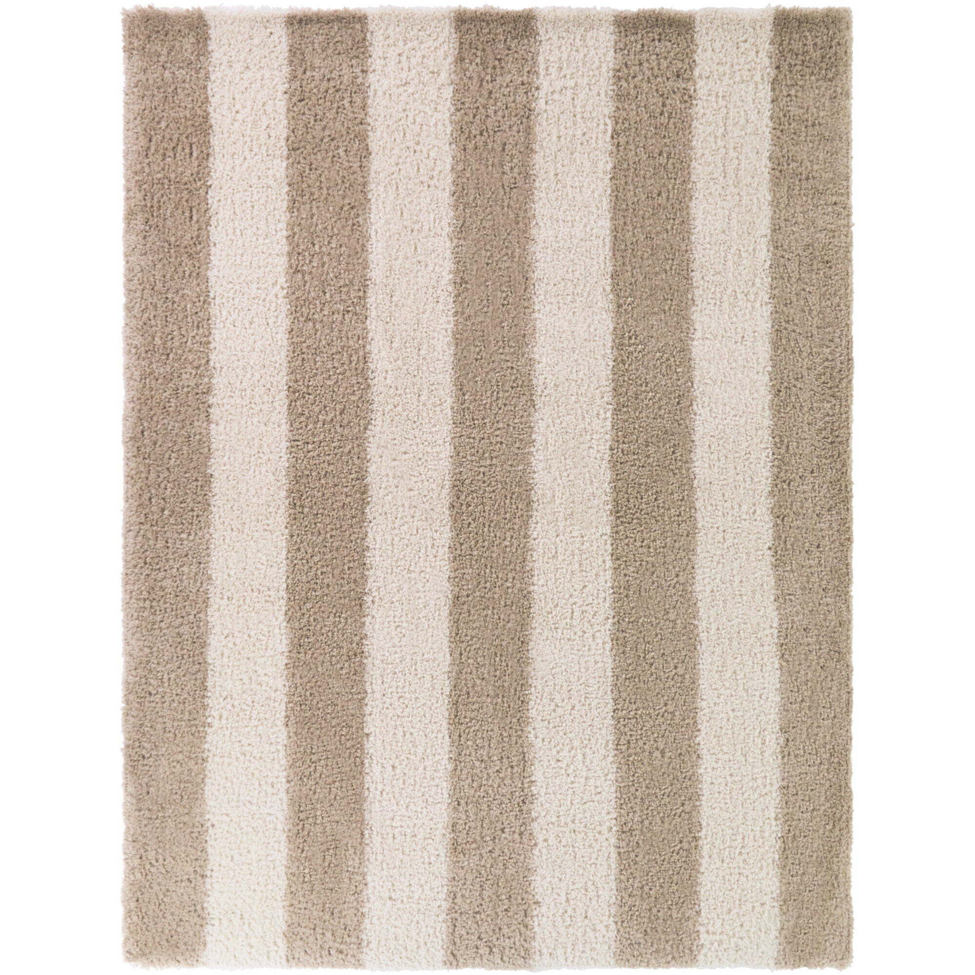 Balta Rugs Striped Shag 5' 3" x 7' Area Rug, Beige/Ivory, large