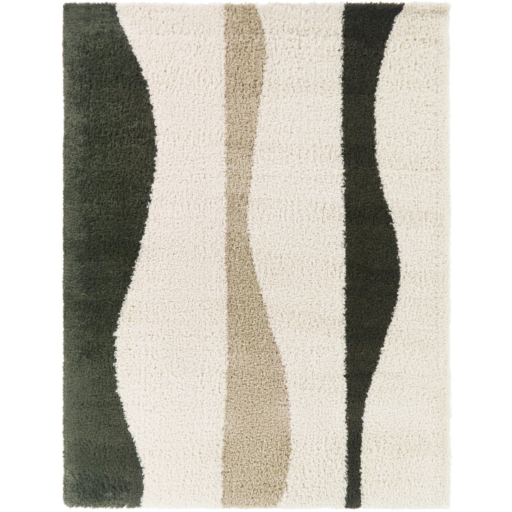 Balta Rugs Waves 5' 3" x 7' Area Rug, Green/Ivory, large