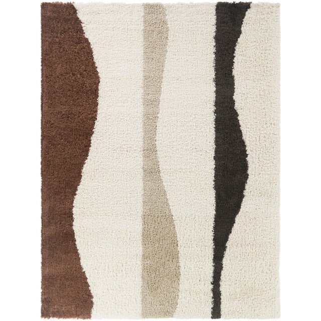 Balta Rugs Waves 5' 3" x 7' Area Rug, Rust/Ivory