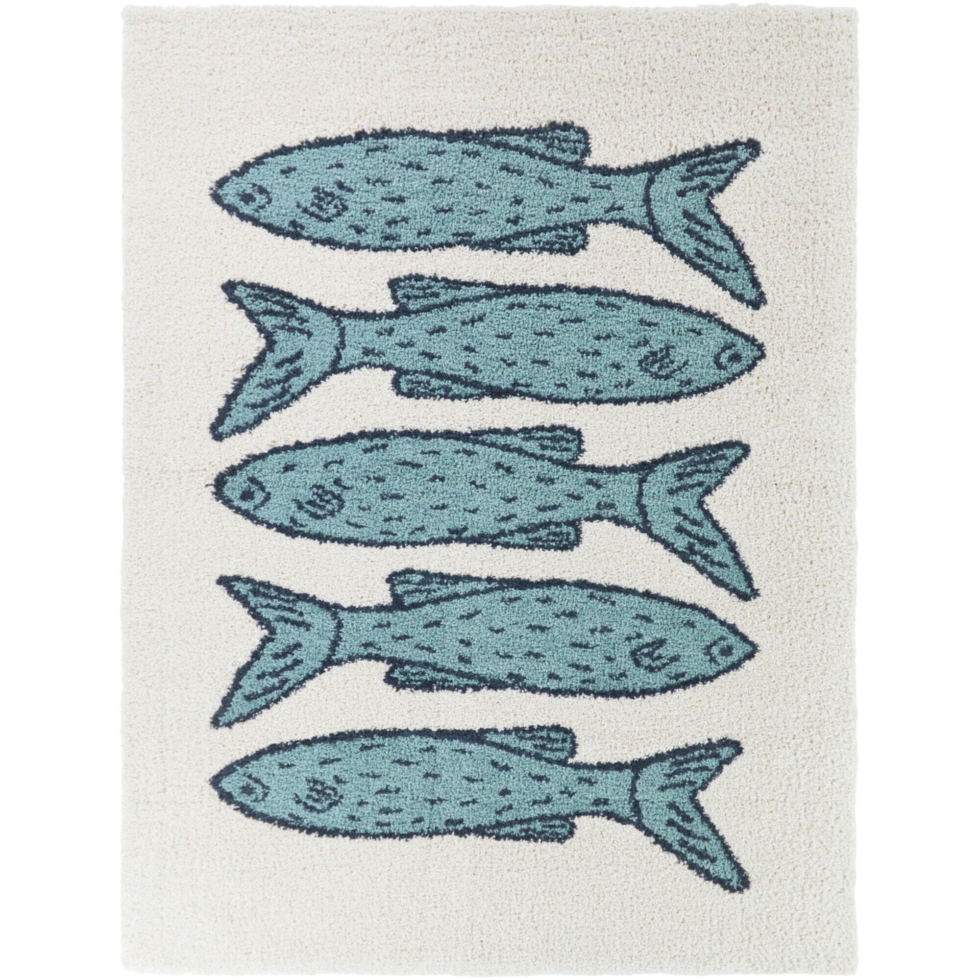 Balta Rugs Fish 5' 3" x 7' Area Rug, Blue/Ivory, large