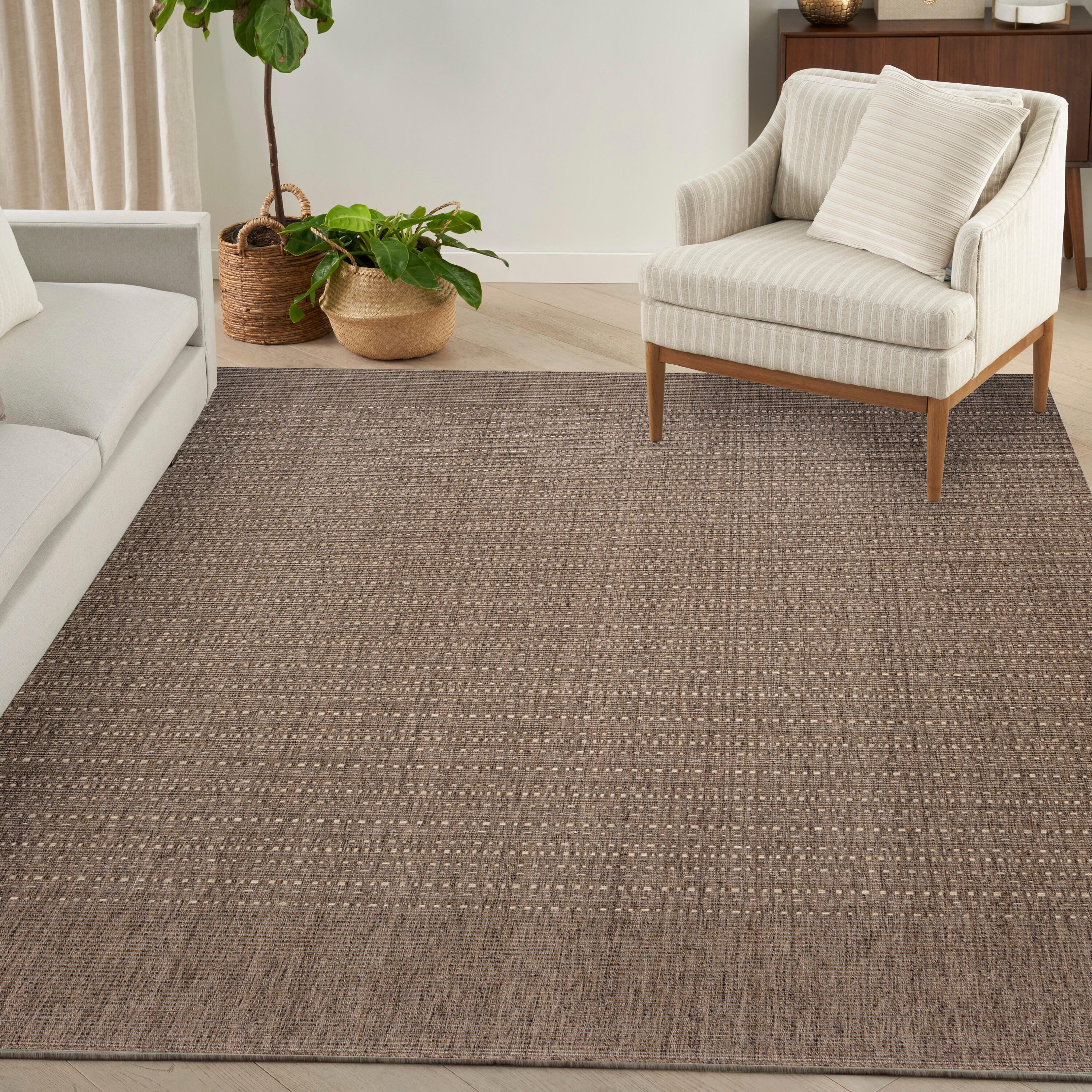 Nourison Home Tulum Striped 10' x 14' Area Rug, Brown, rollover