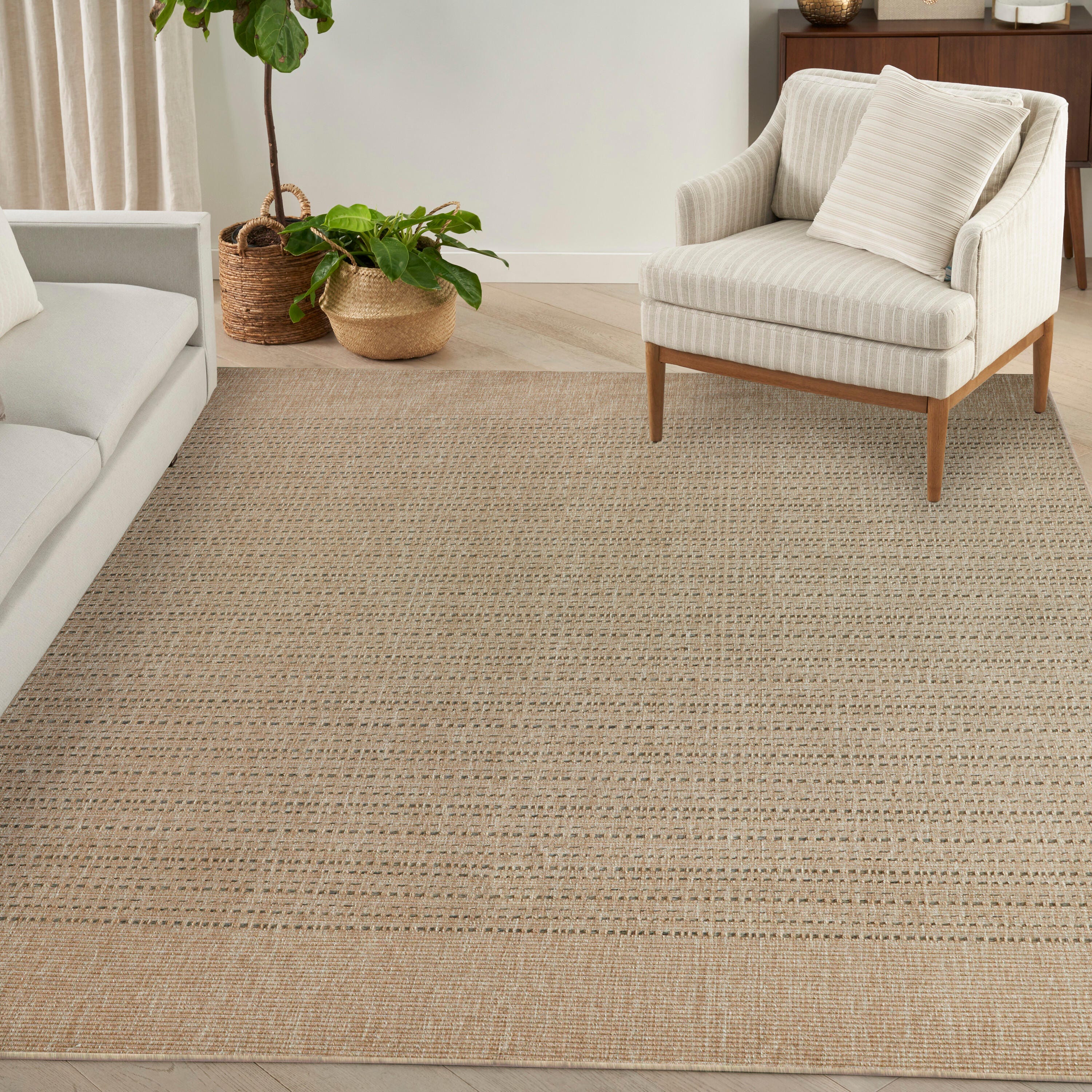 Nourison Home Tulum Striped 10' x 14' Area Rug, Taupe, rollover