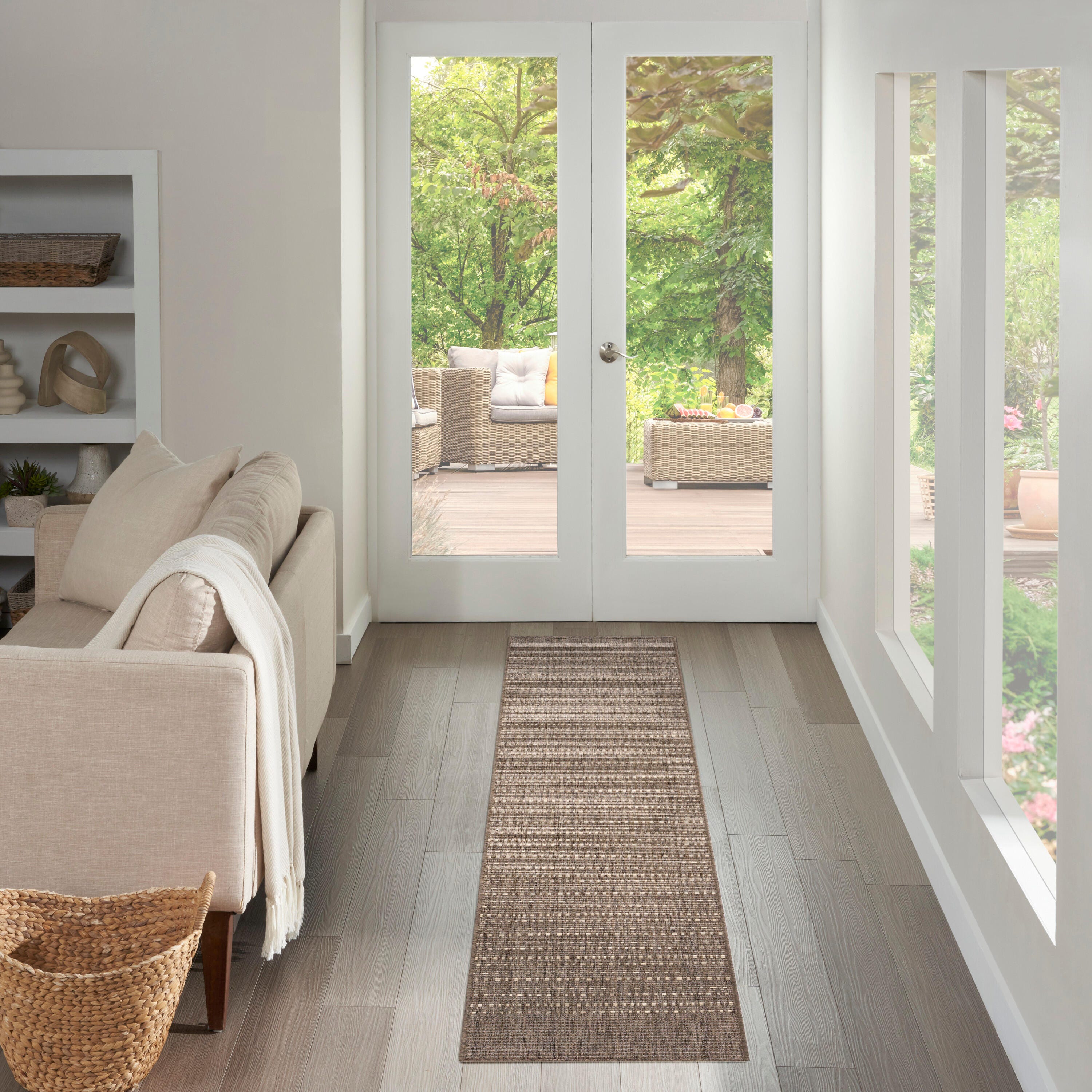 Nourison Home Tulum Striped 2' x 6' Runner Rug, Brown, rollover