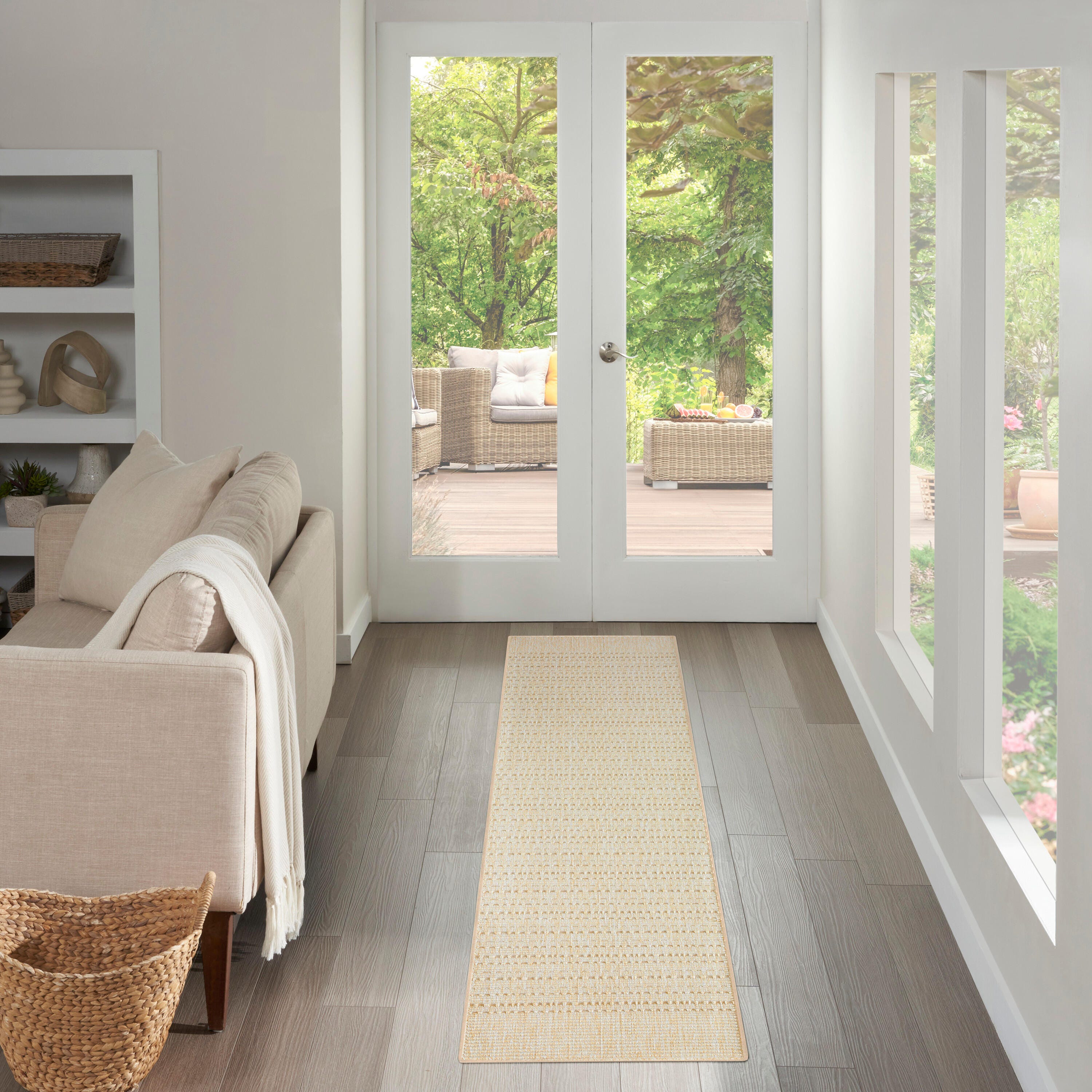 Nourison Home Tulum Striped 2'2" x 8' Runner Rug, Cream, rollover