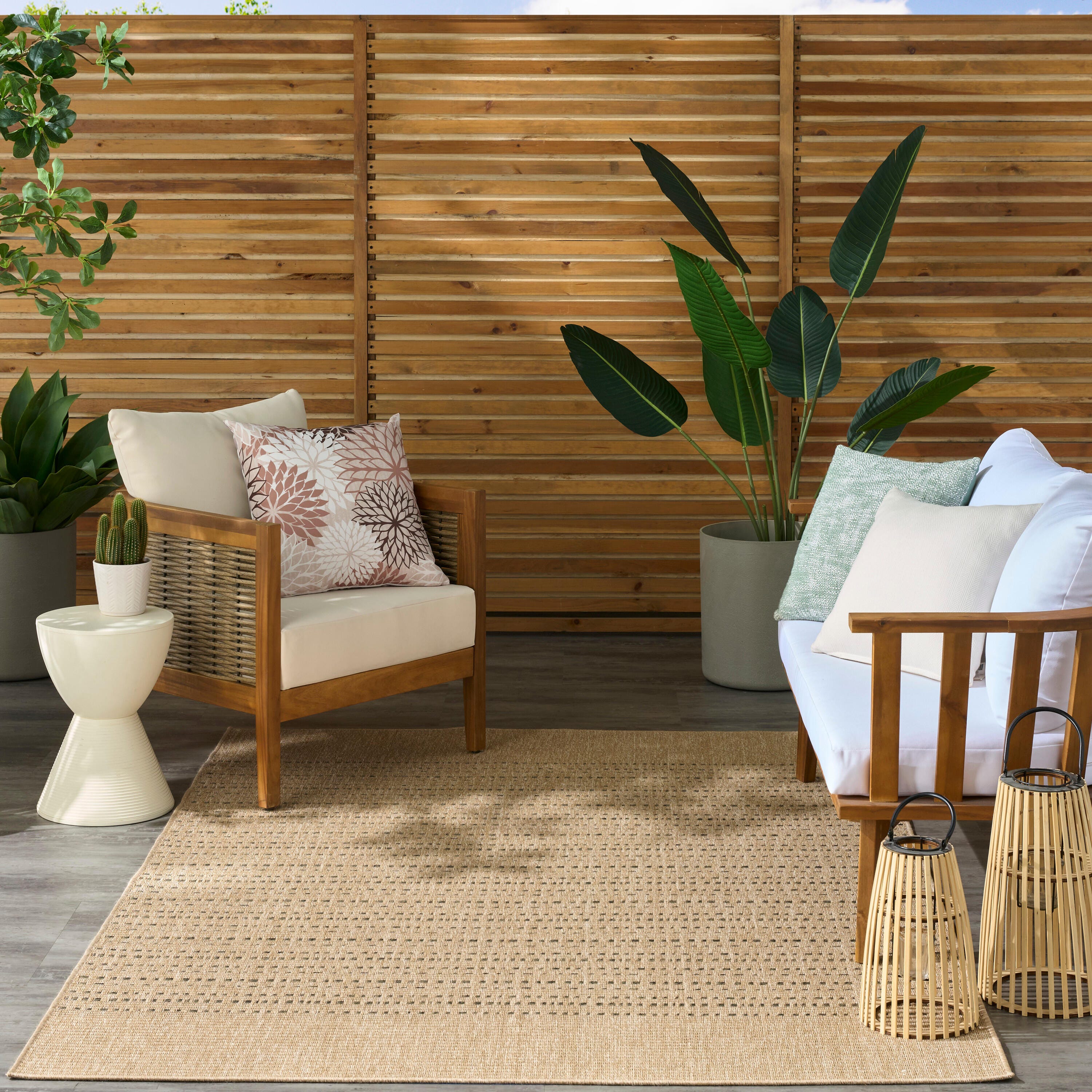 Nourison Home Tulum Striped 4' x 6' Area Rug, Taupe, large