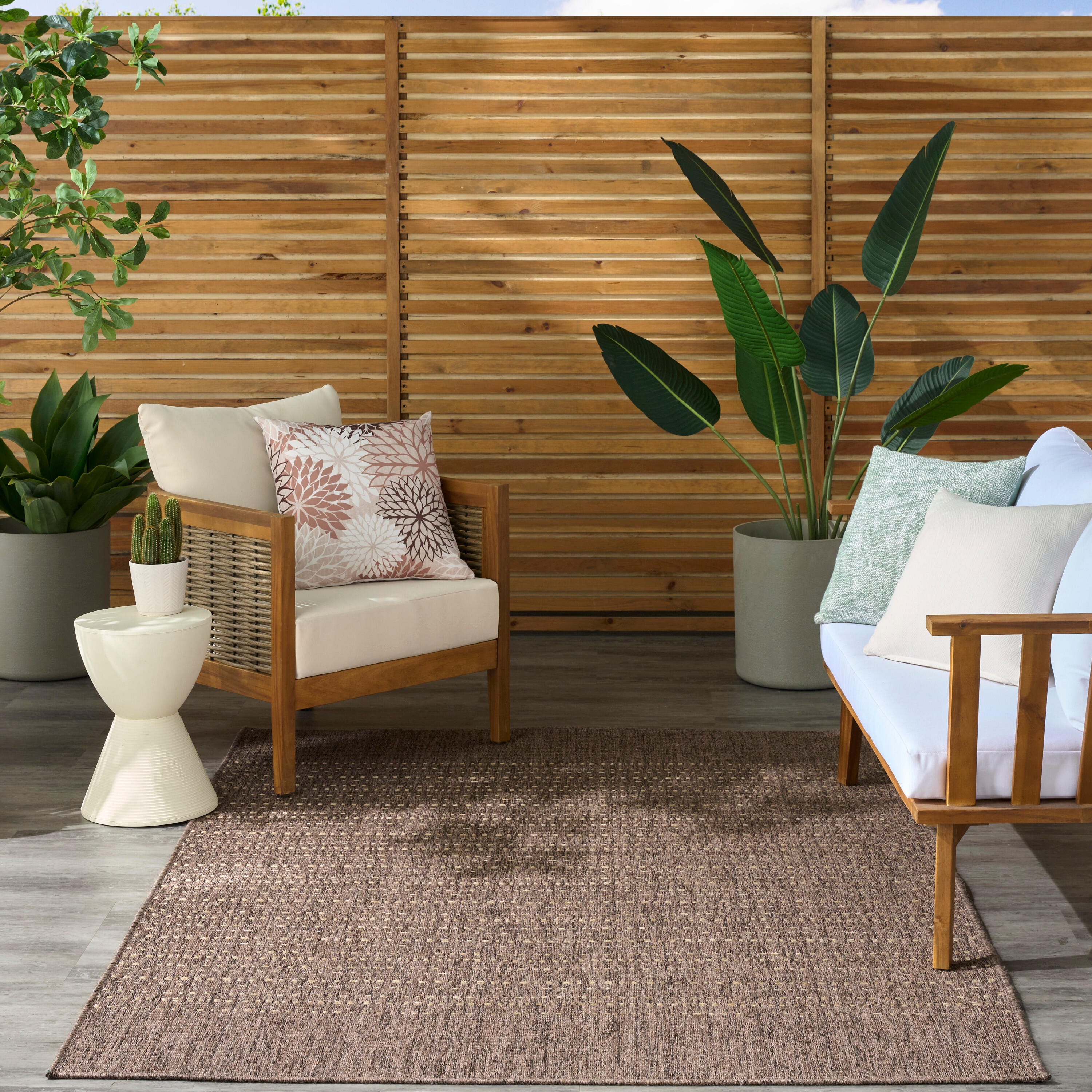 Nourison Home Tulum Striped 5'3" x 7' Area Rug, Brown, large