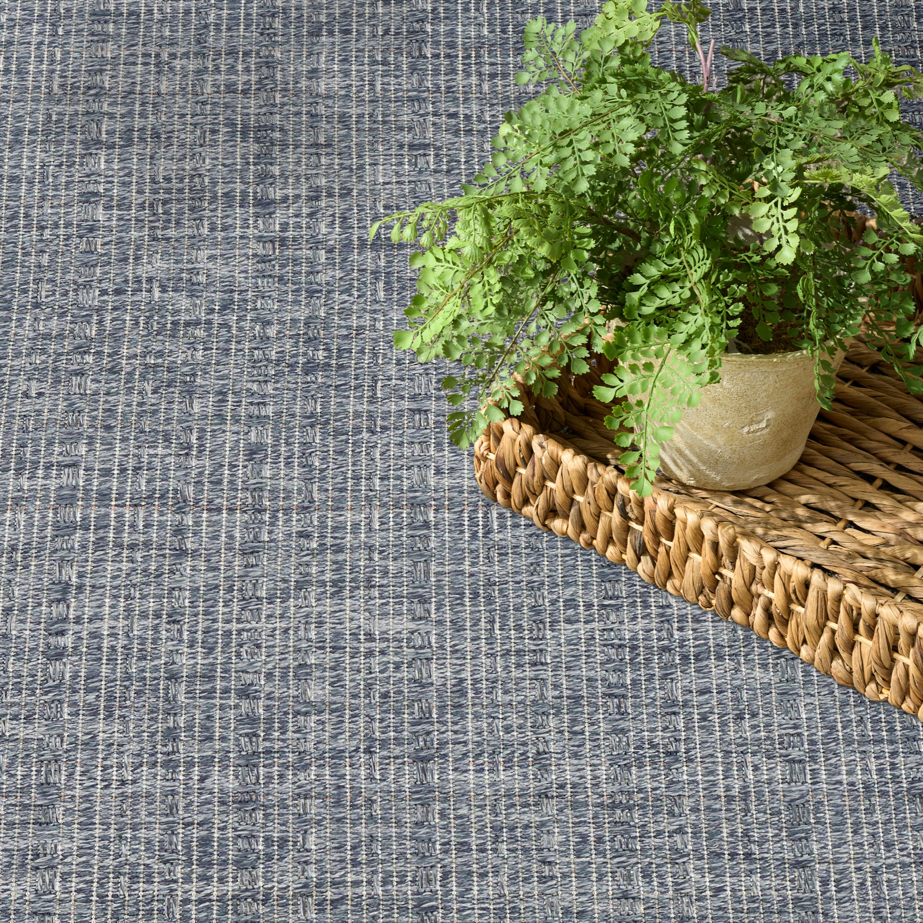 Nourison Home Tulum Striped 5'3" x 7' Area Rug, Denim, large