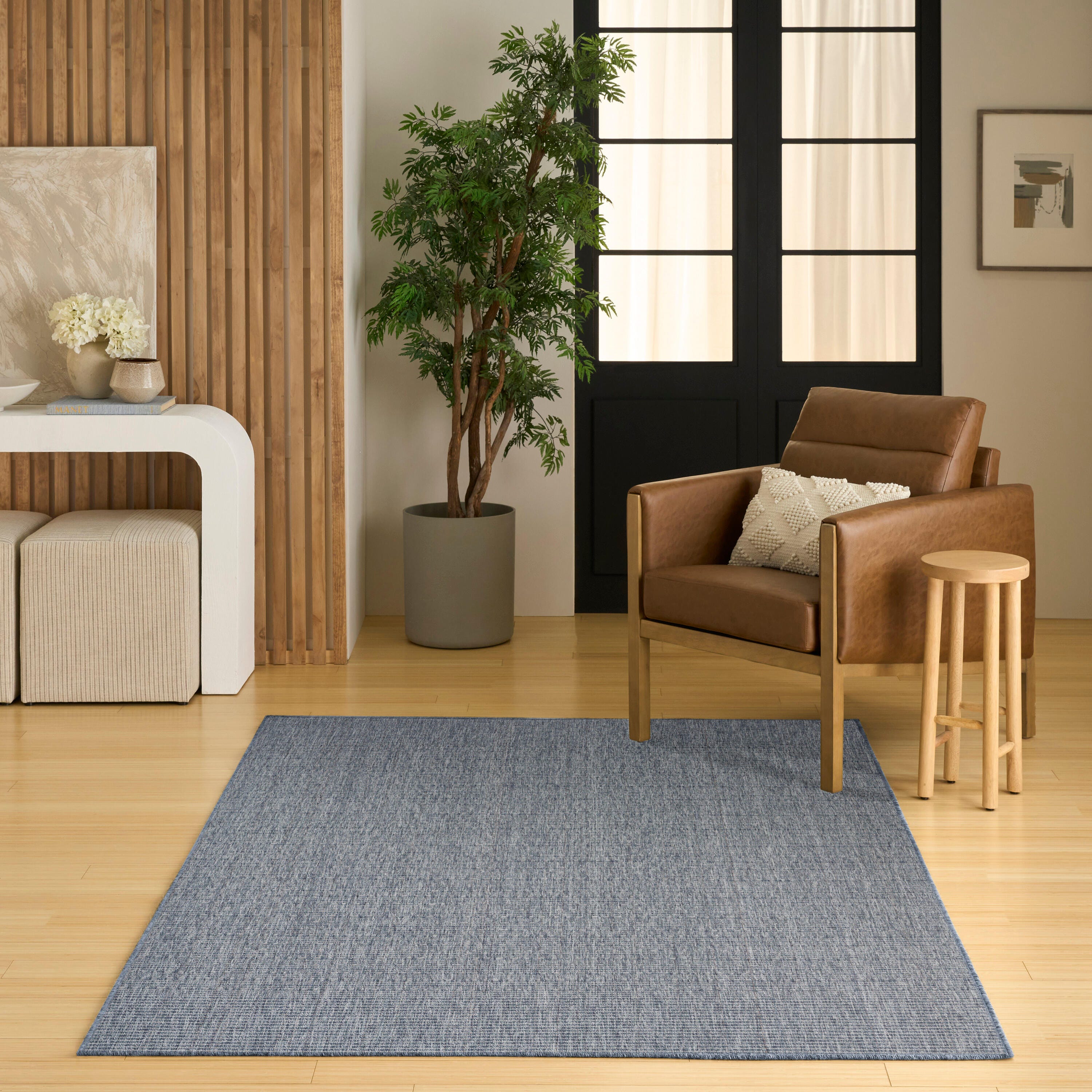 Nourison Home Tulum Striped 5'3" x 7' Area Rug, Denim, large