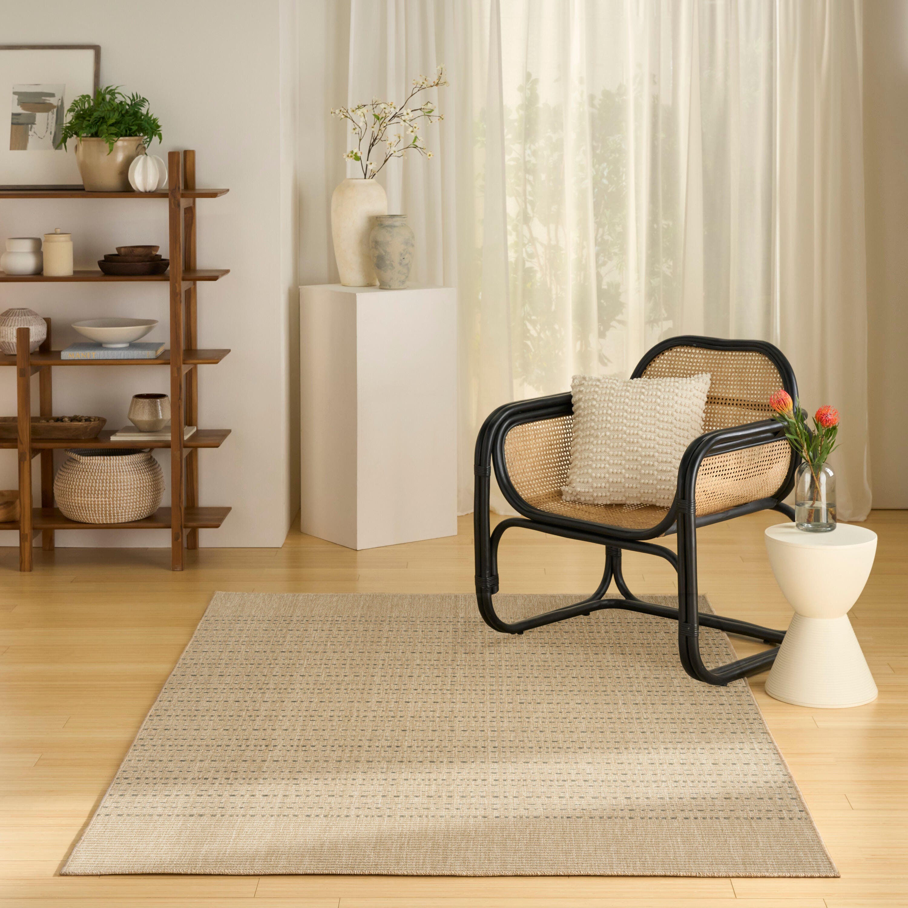 Nourison Home Tulum Striped 5'3" x 7' Area Rug, Taupe, rollover