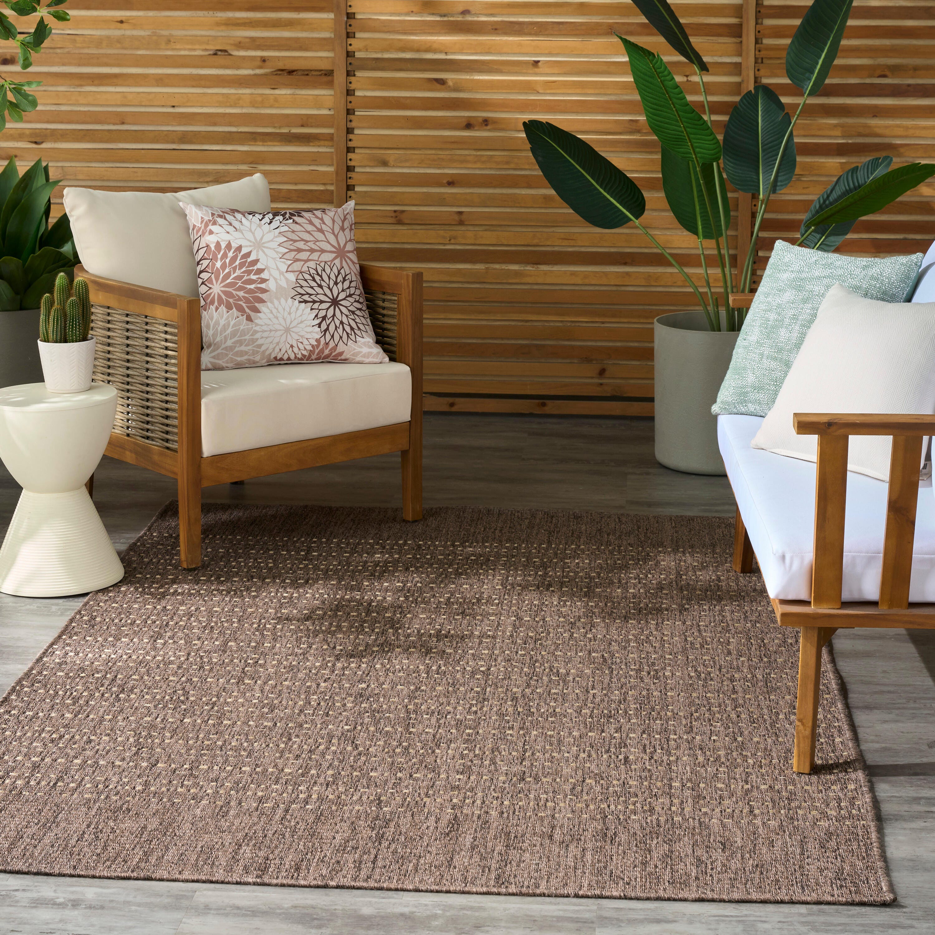Nourison Home Tulum Striped 6' x 9' Area Rug, Brown, large