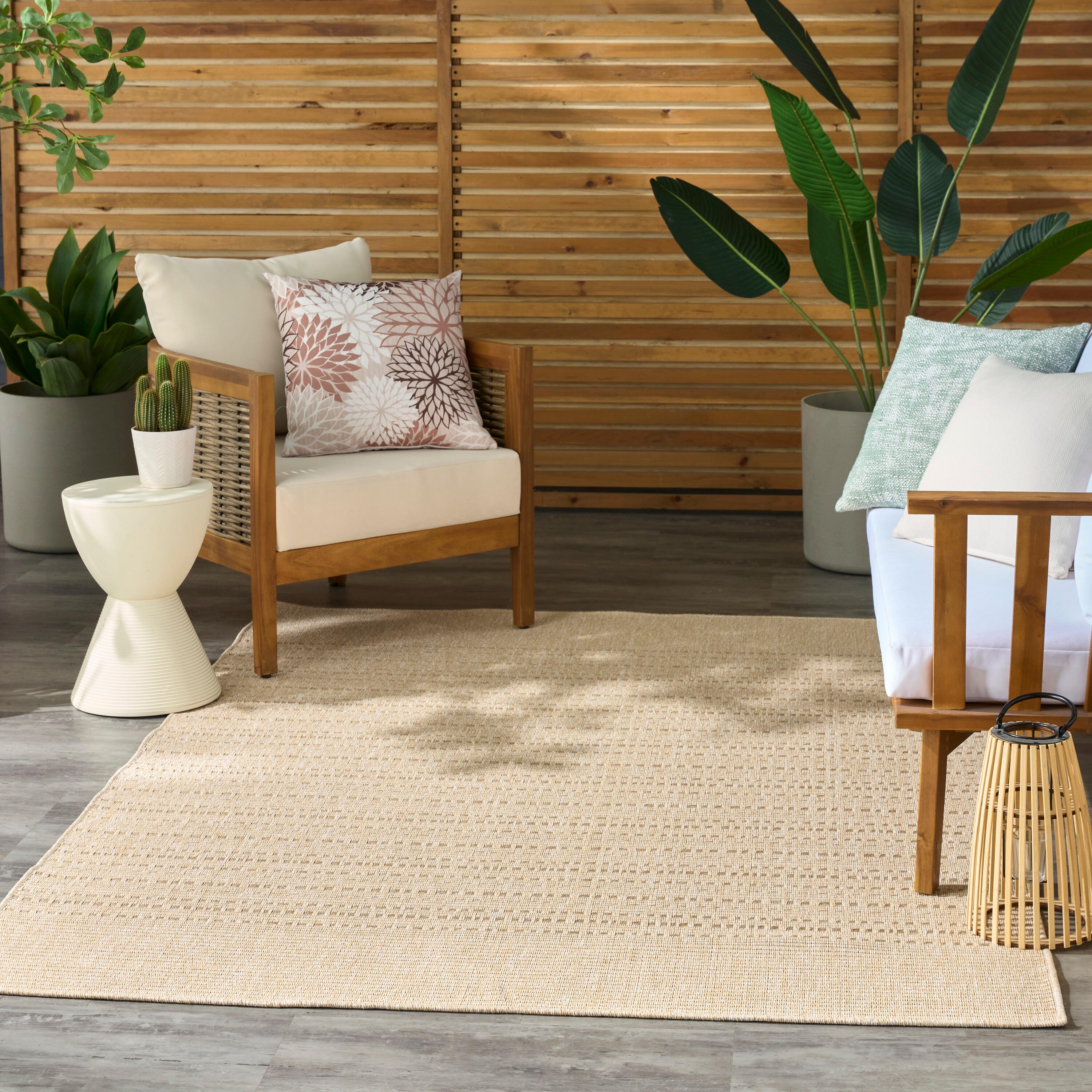 Nourison Home Tulum Striped 6' x 9' Area Rug, Cream, large
