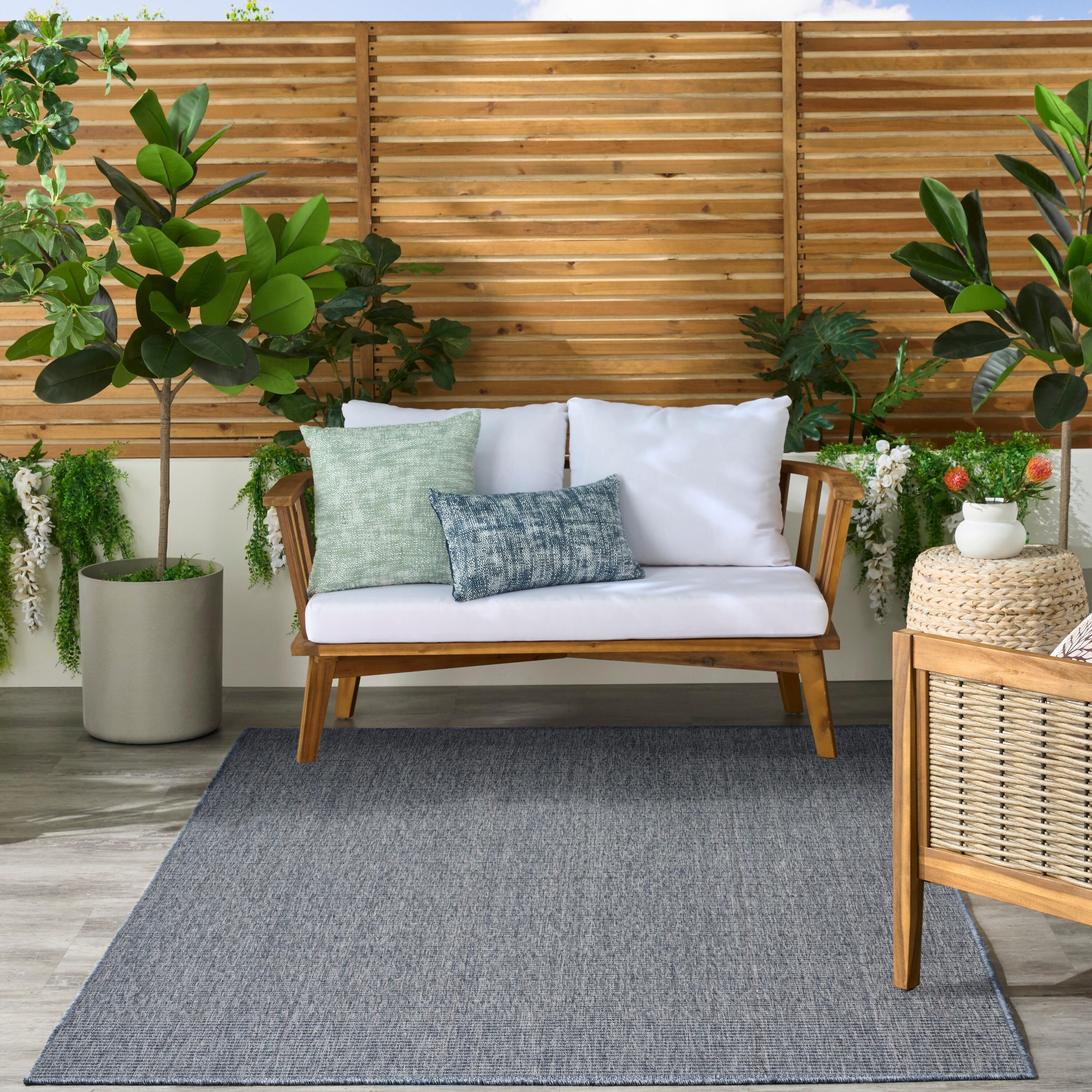 Nourison Home Tulum Striped 6' x 9' Area Rug, Denim, rollover