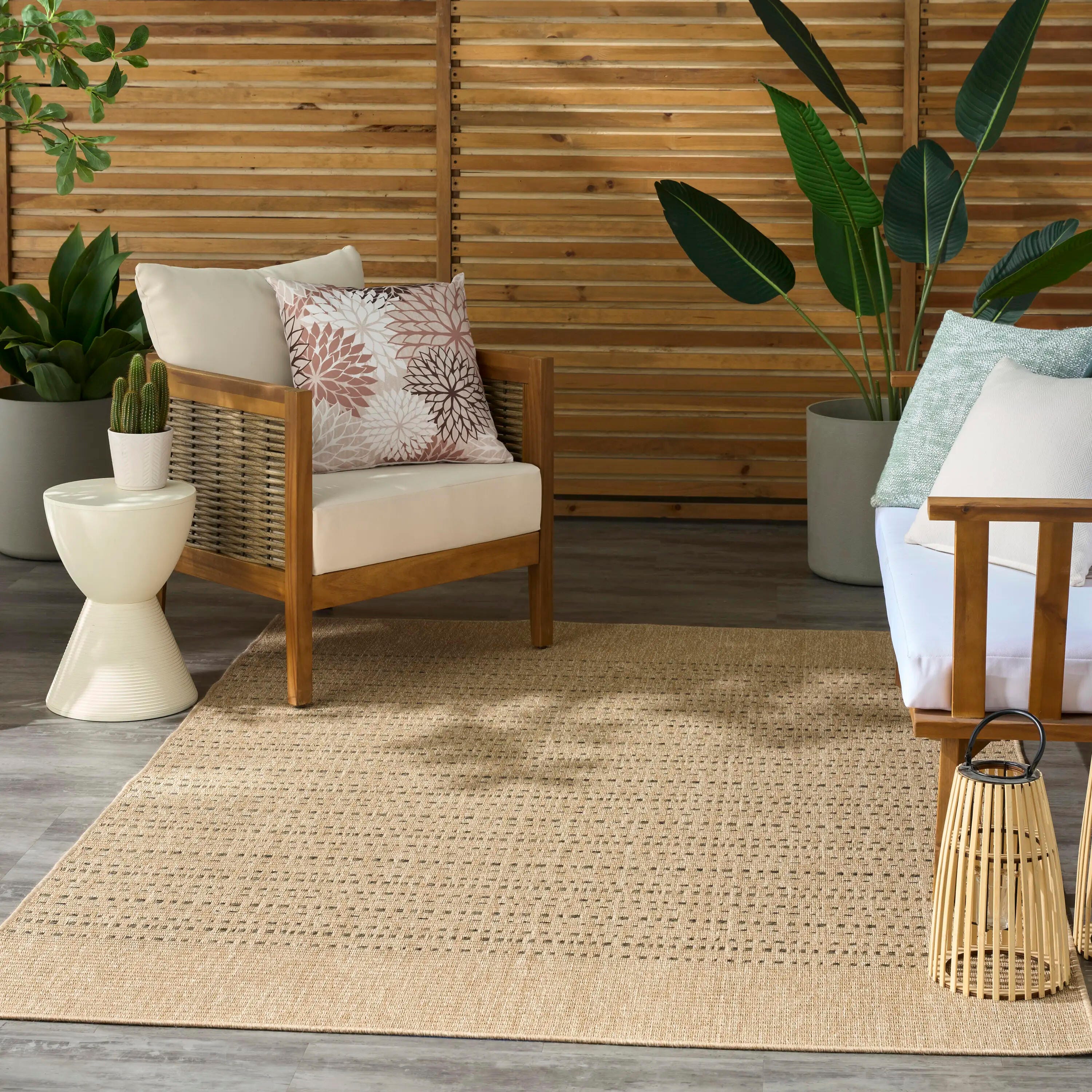 Nourison Home Tulum Striped 6' x 9' Area Rug, Taupe, rollover