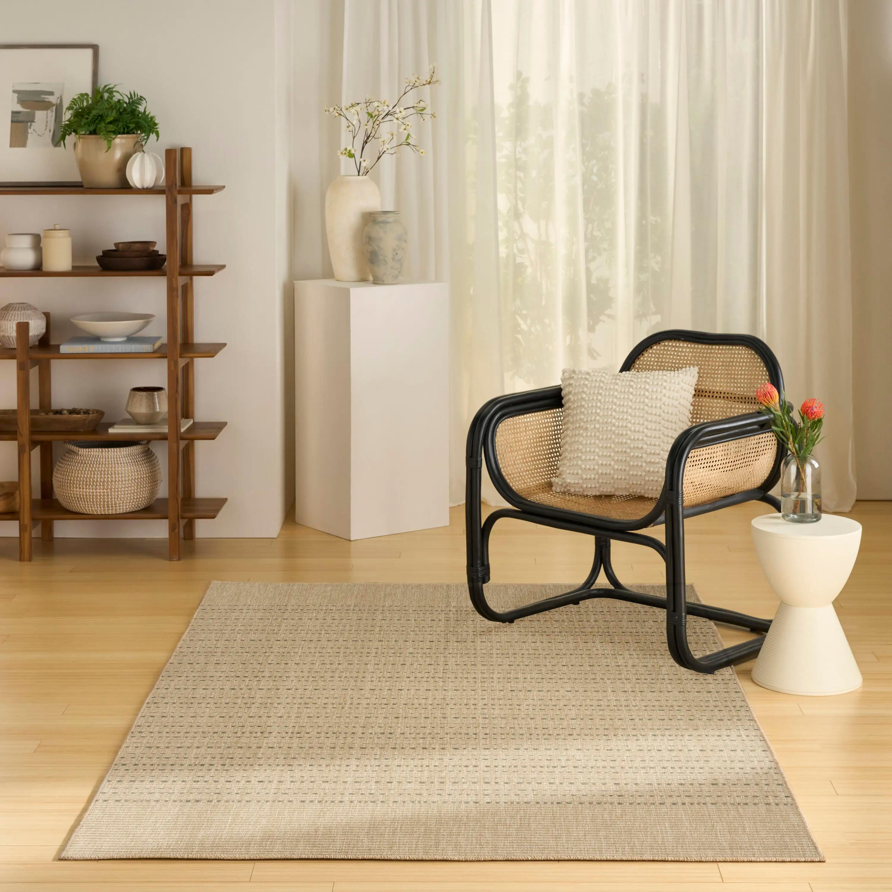 Nourison Home Tulum Striped 6' x 9' Area Rug, Taupe, large