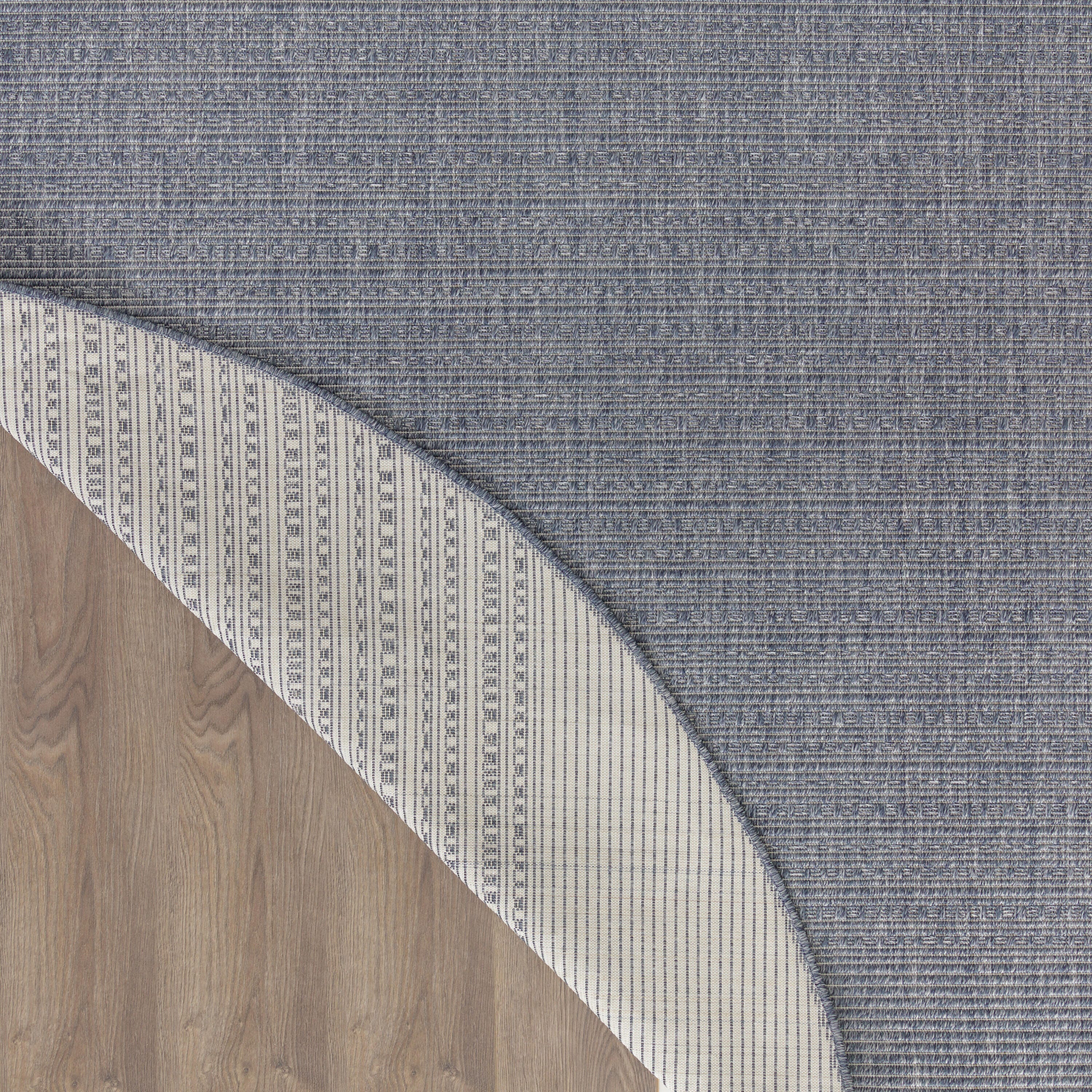 Nourison Home Tulum Striped 8' Round Area Rug, Denim, large