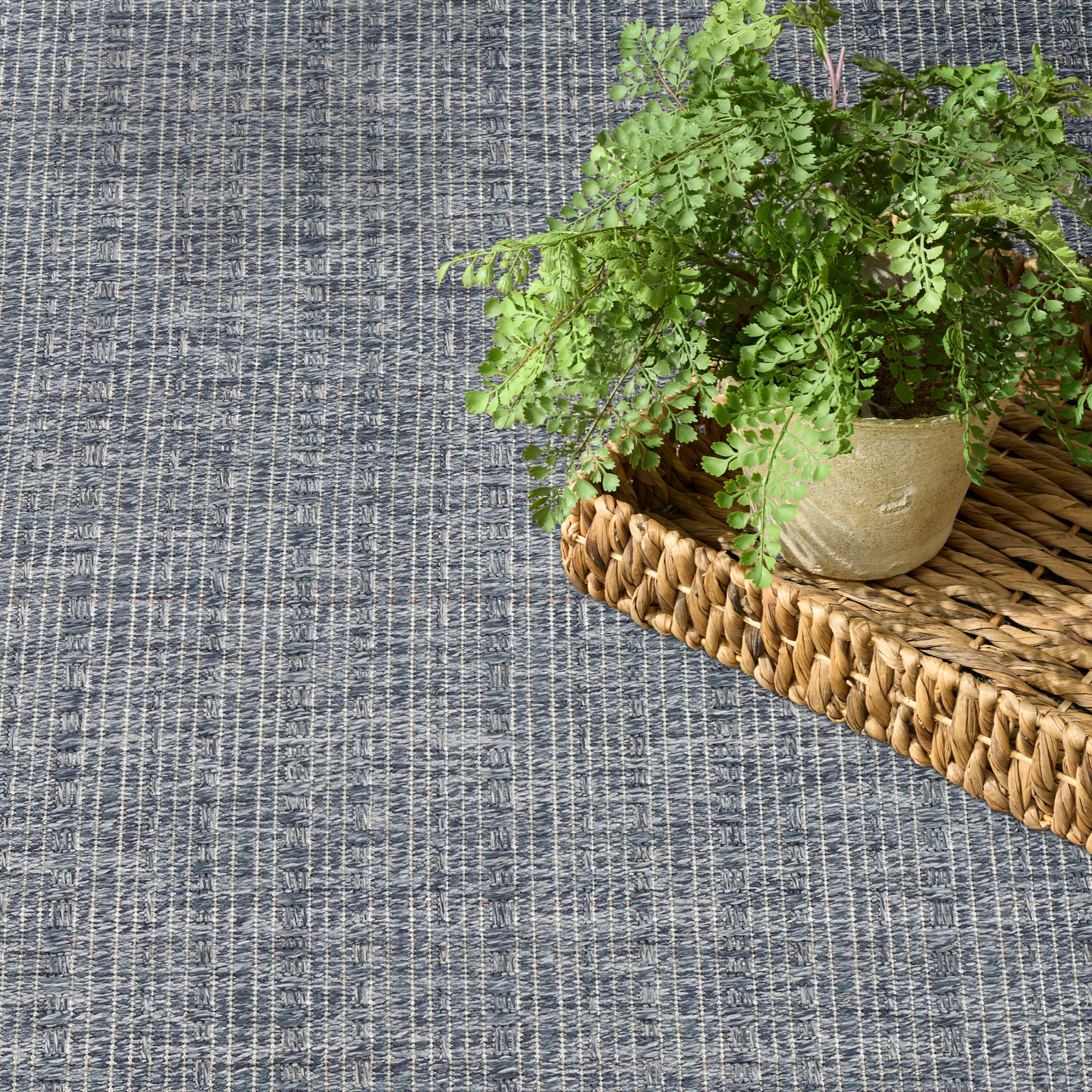 Nourison Home Tulum Striped 8' Round Area Rug, Denim, large