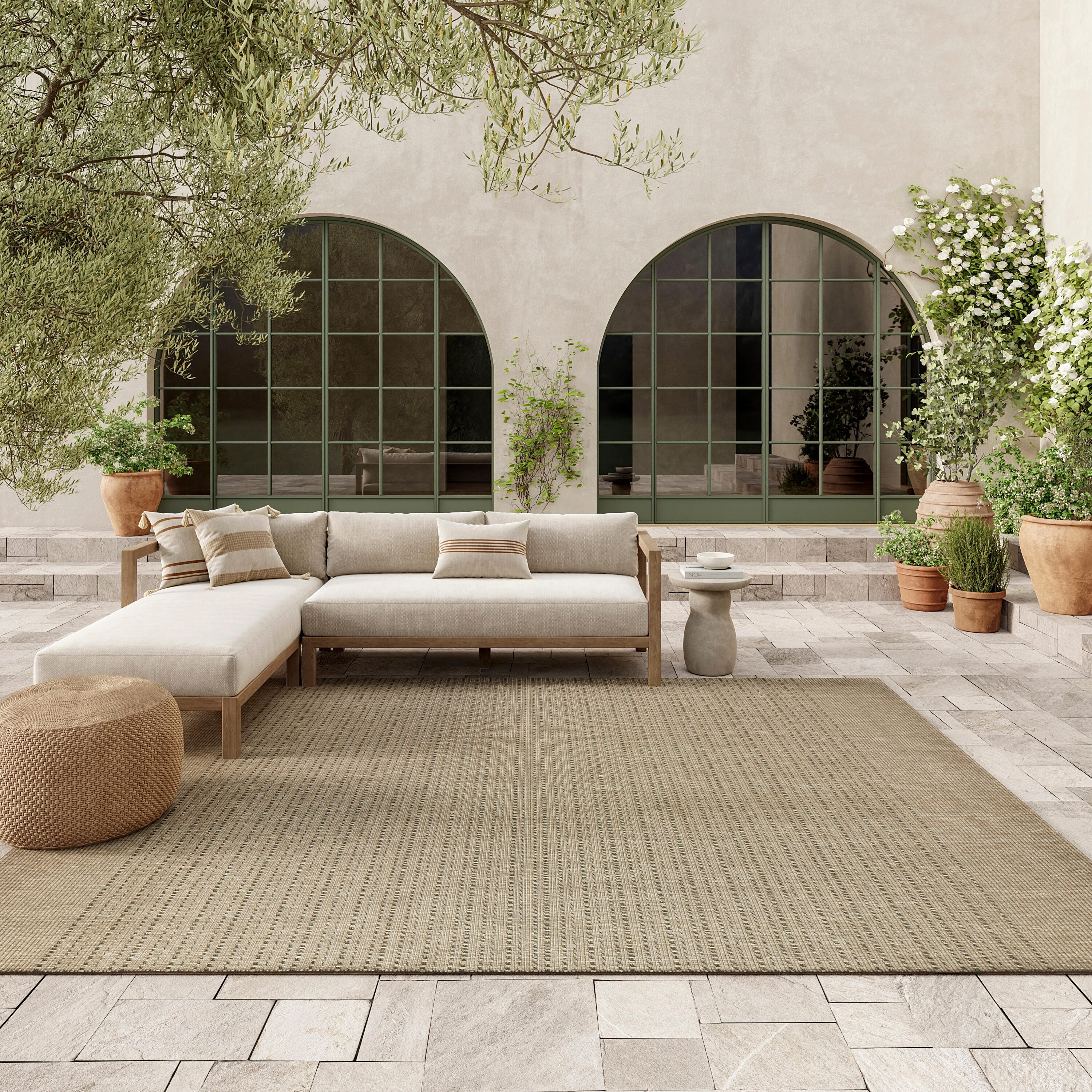 Nourison Home Tulum Striped 8' x 10' Area Rug, Taupe, large