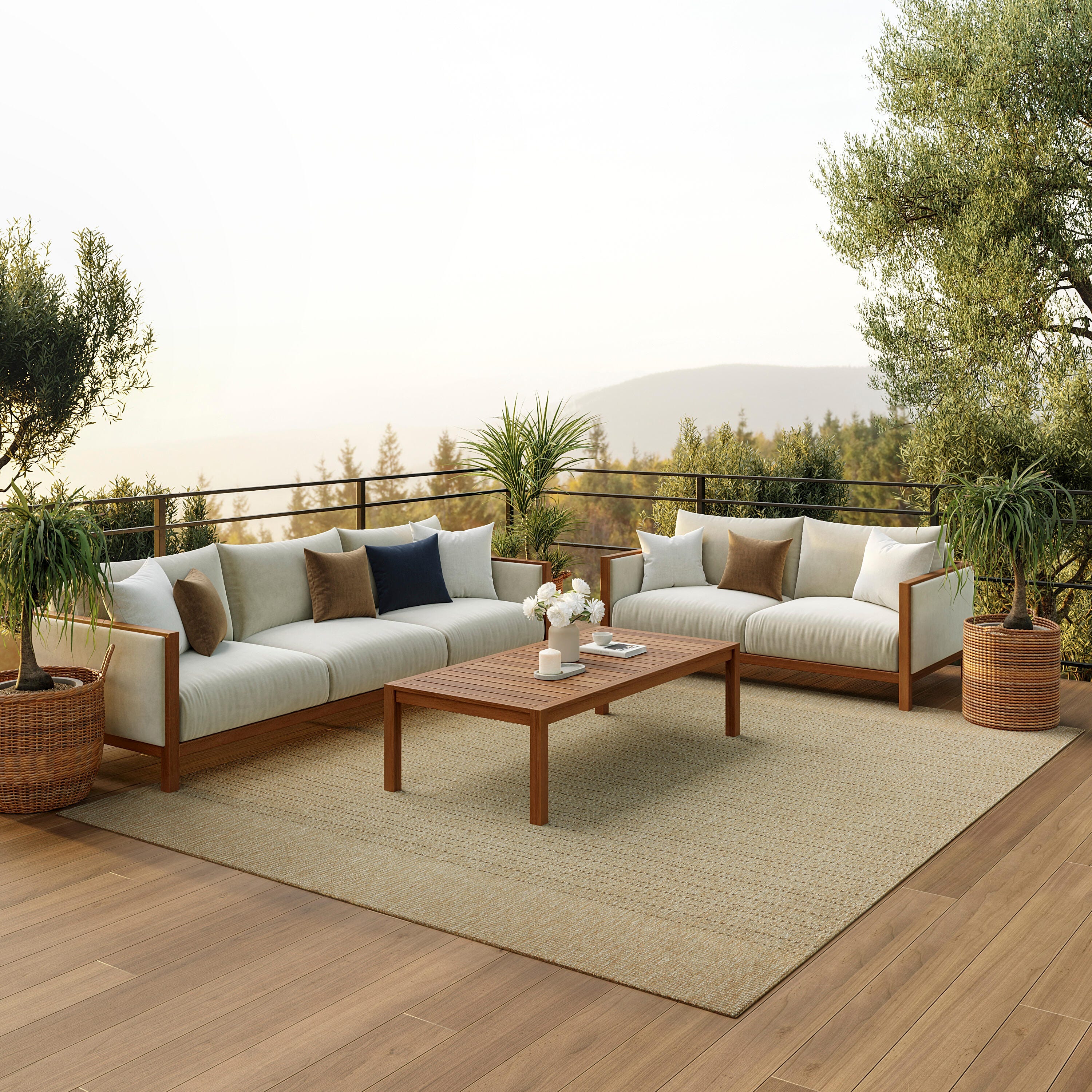 Nourison Home Tulum Striped 9' x 12' Area Rug, Cream, large
