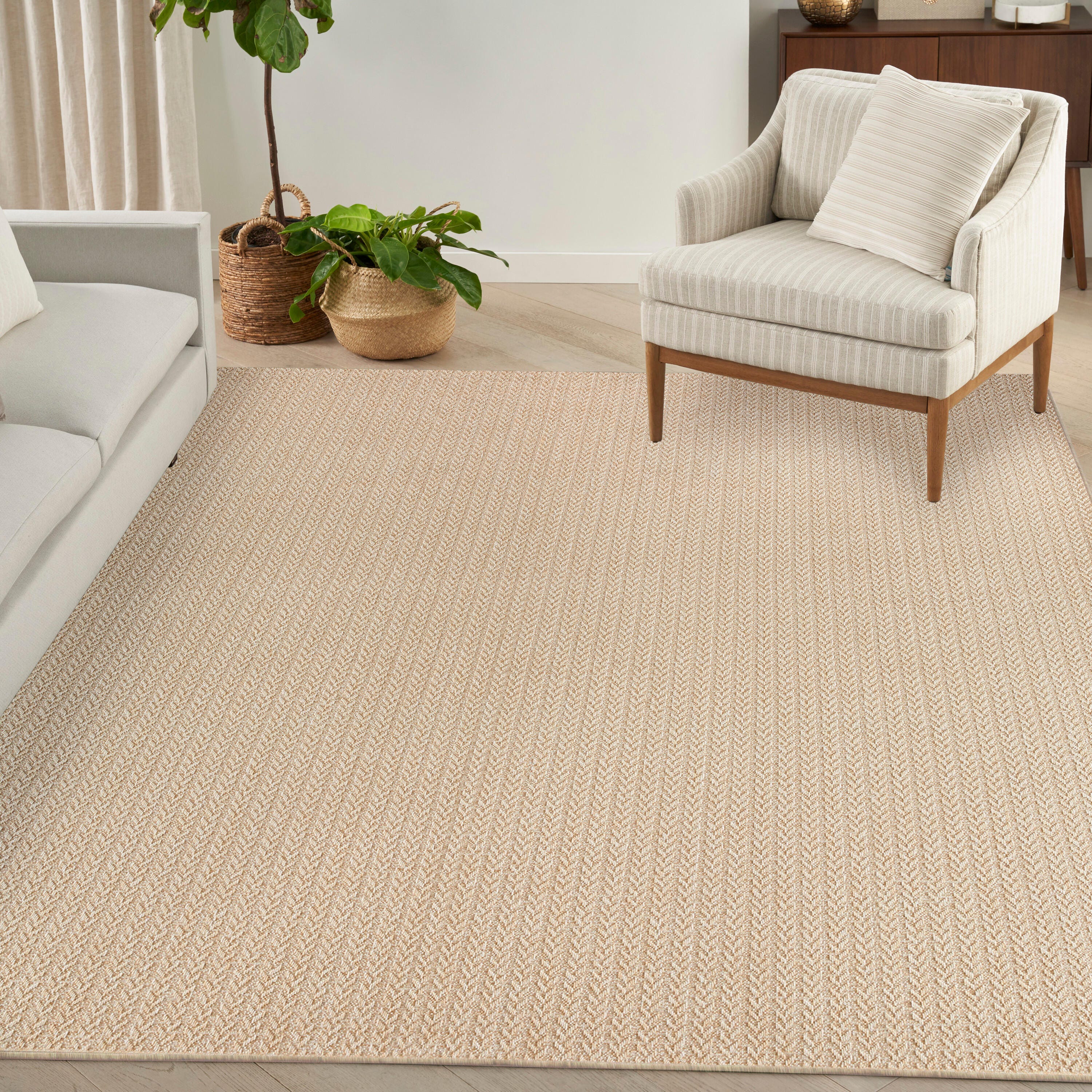 Nourison Home Tulum Chevron 10' x 14' Area Rug, Cream, rollover