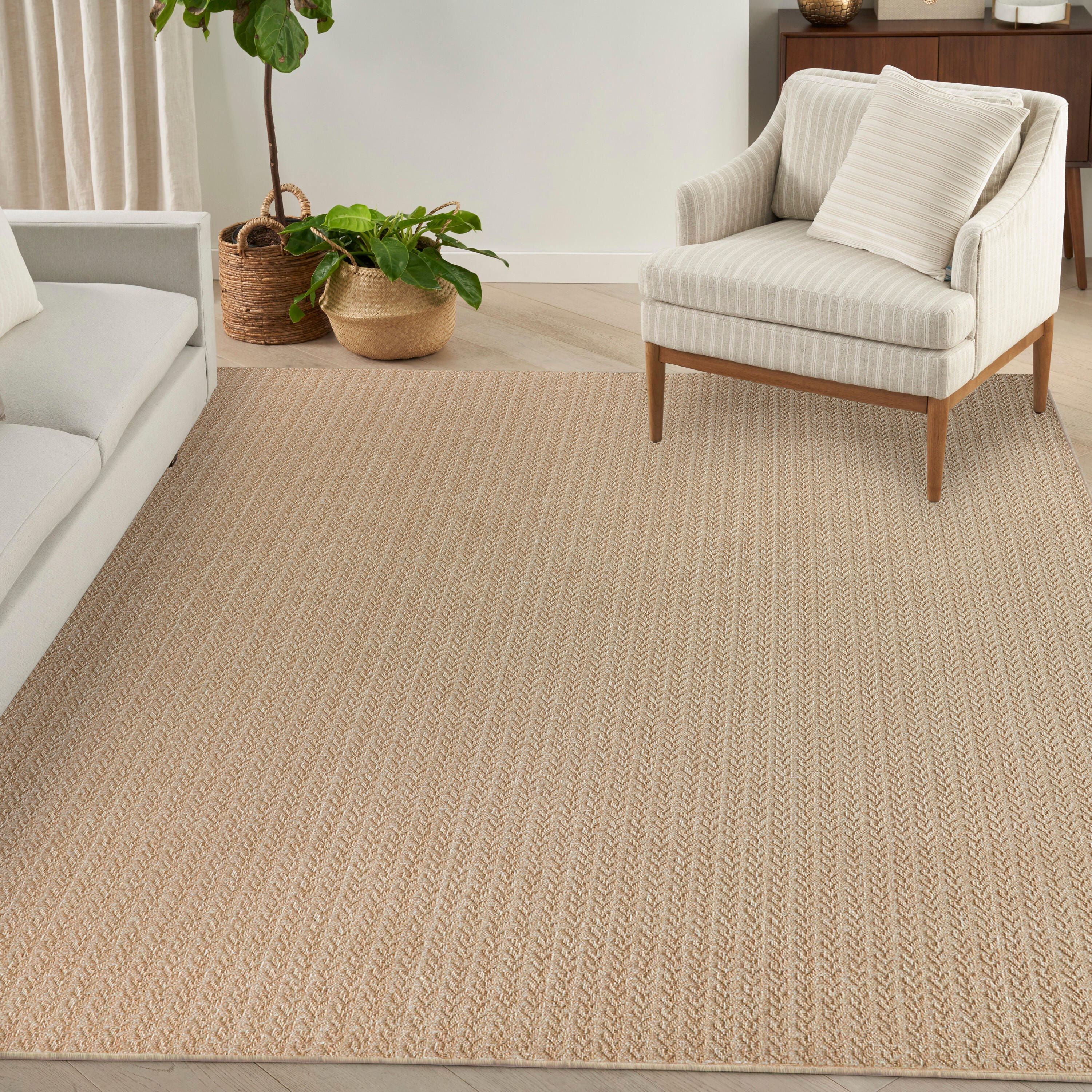 Nourison Home Tulum Chevron 10' x 14' Area Rug, Taupe, rollover
