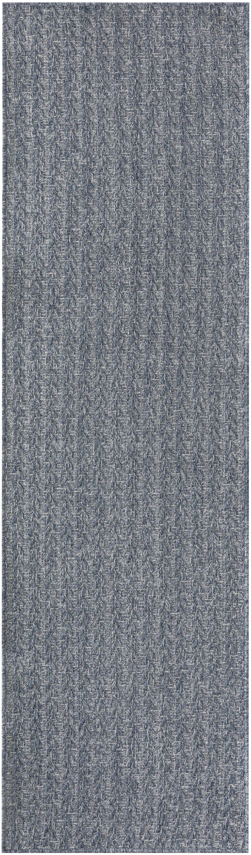 Nourison Home Tulum Chevron 2' x 6' Runner Rug, Denim, large