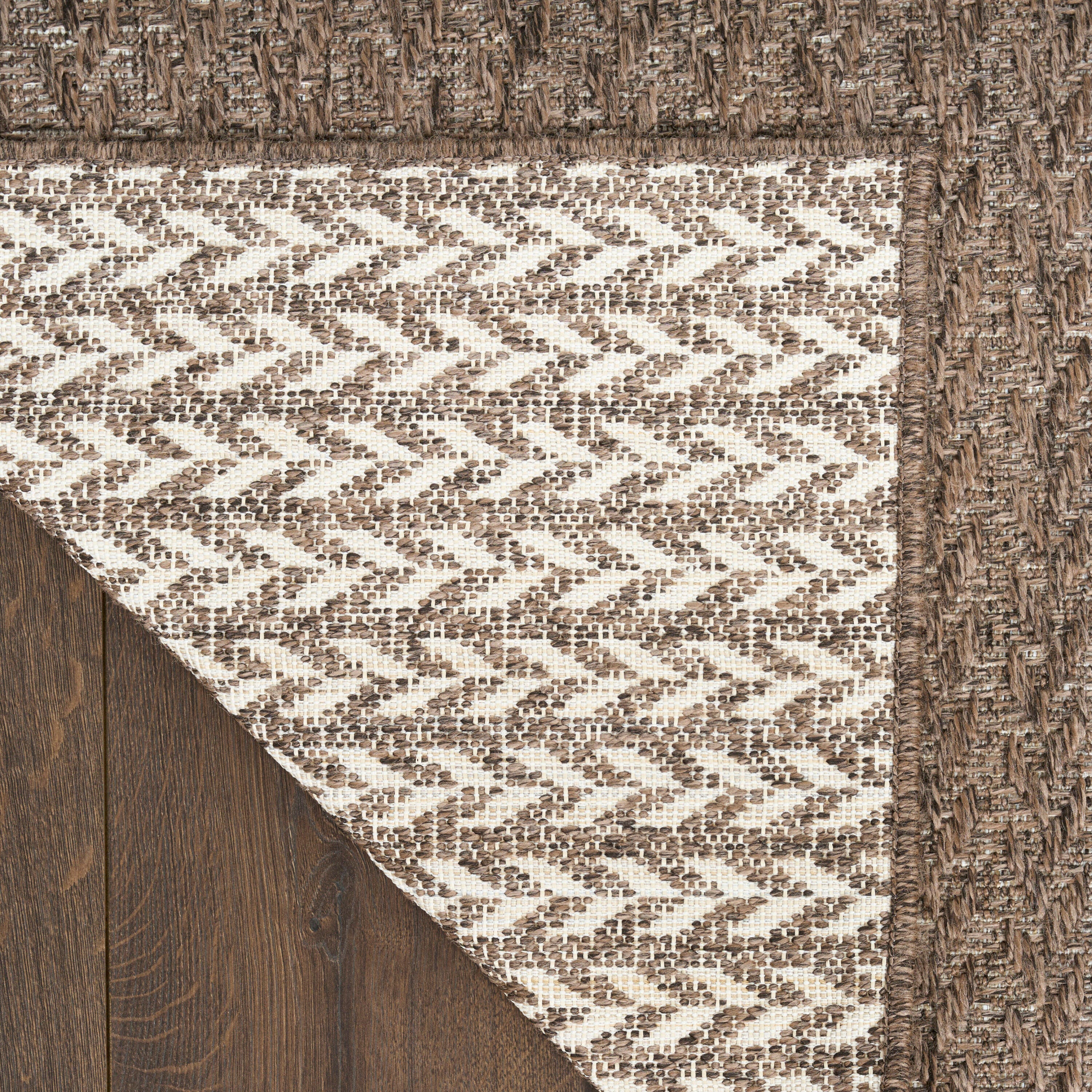 Nourison Home Tulum Chevron 2'2" x 8' Runner Rug, Brown, large