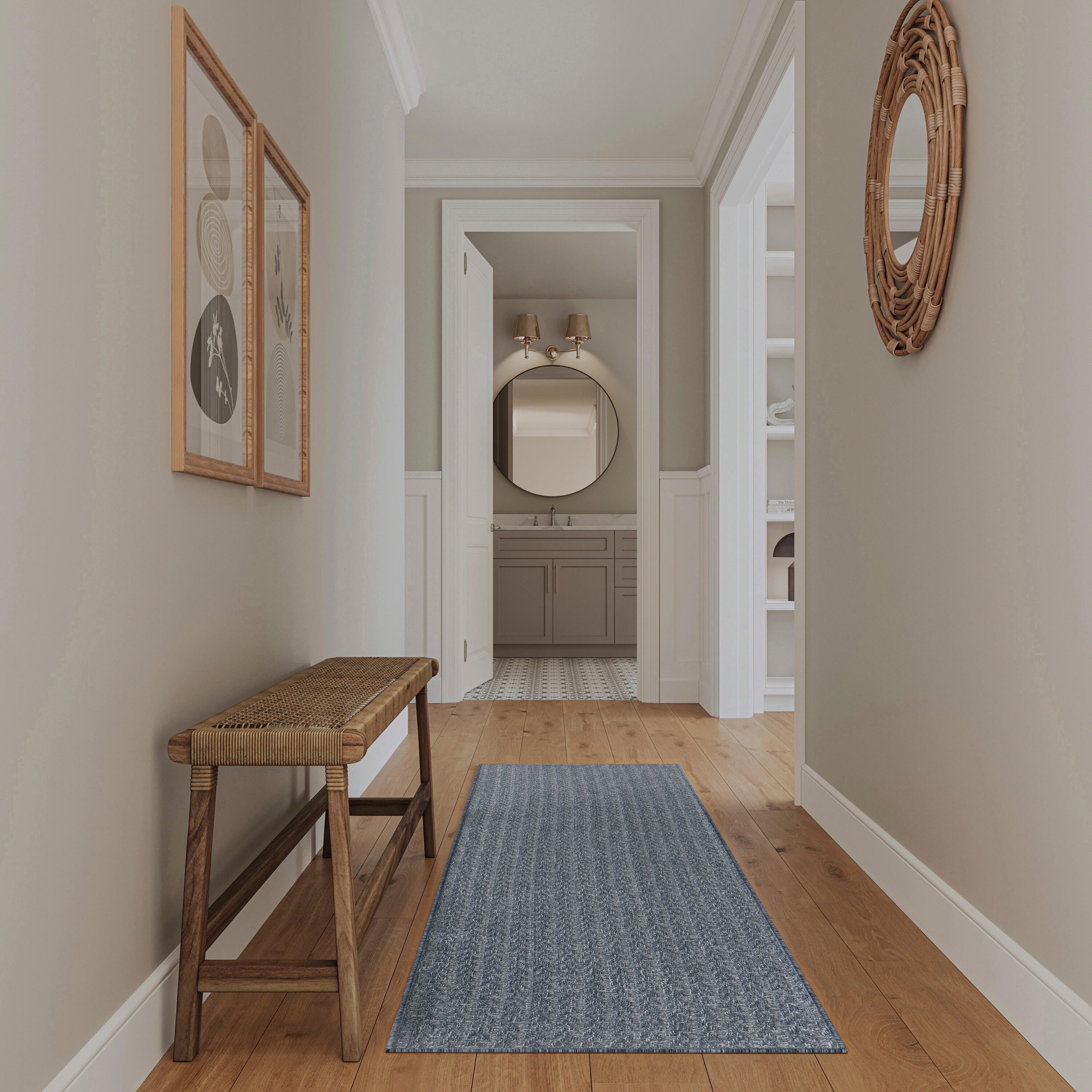 Nourison Home Tulum Chevron 2'2" x 8' Runner Rug, Denim, rollover