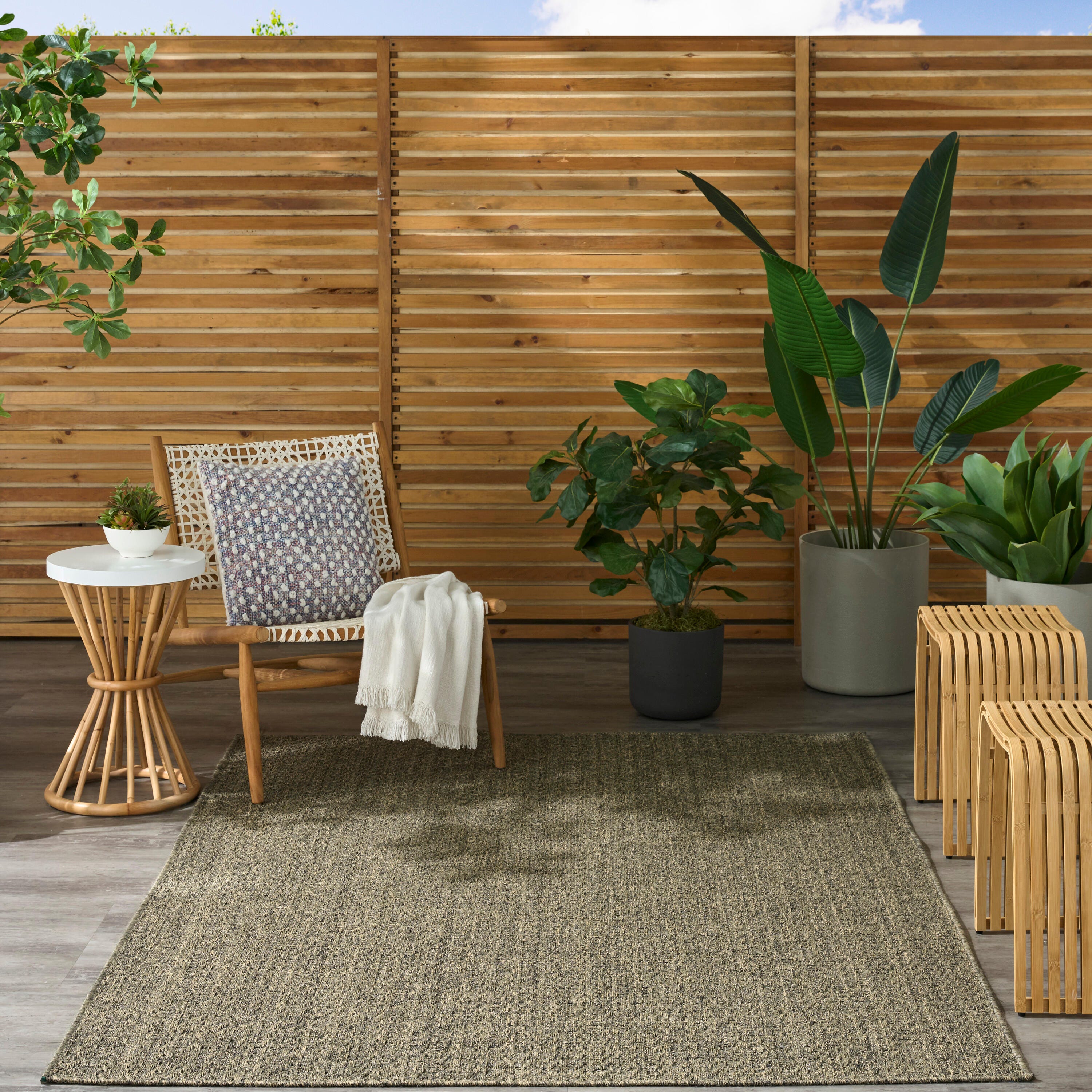 Nourison Home Tulum Chevron 4' x 6' Area Rug, Olive, large