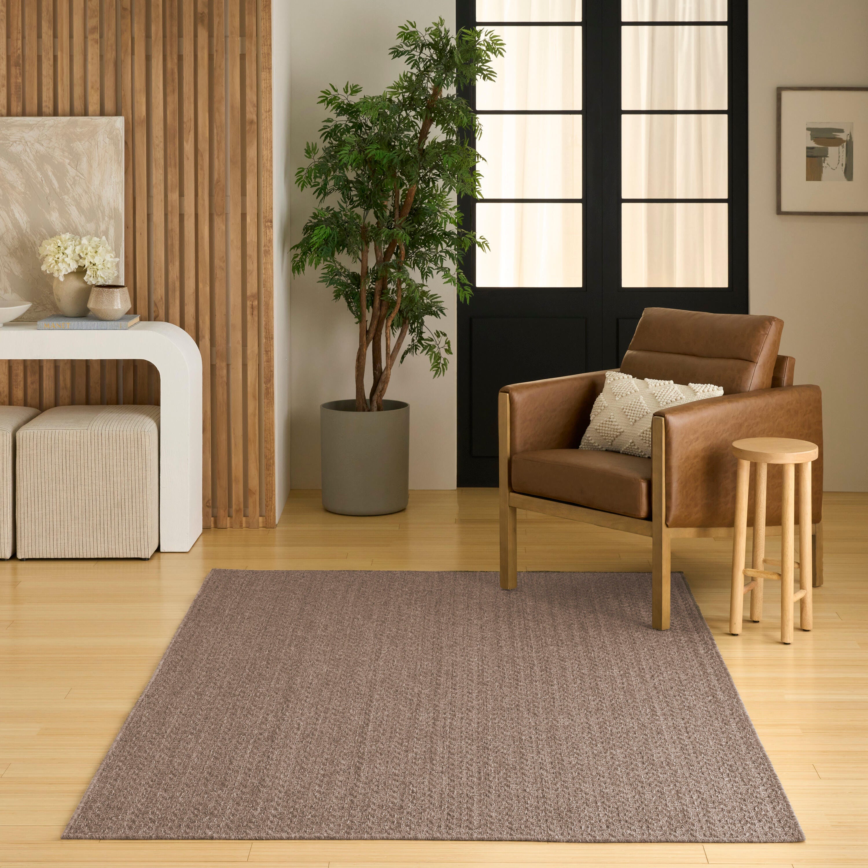 Nourison Home Tulum Chevron 5'3" x 7' Area Rug, Brown, rollover