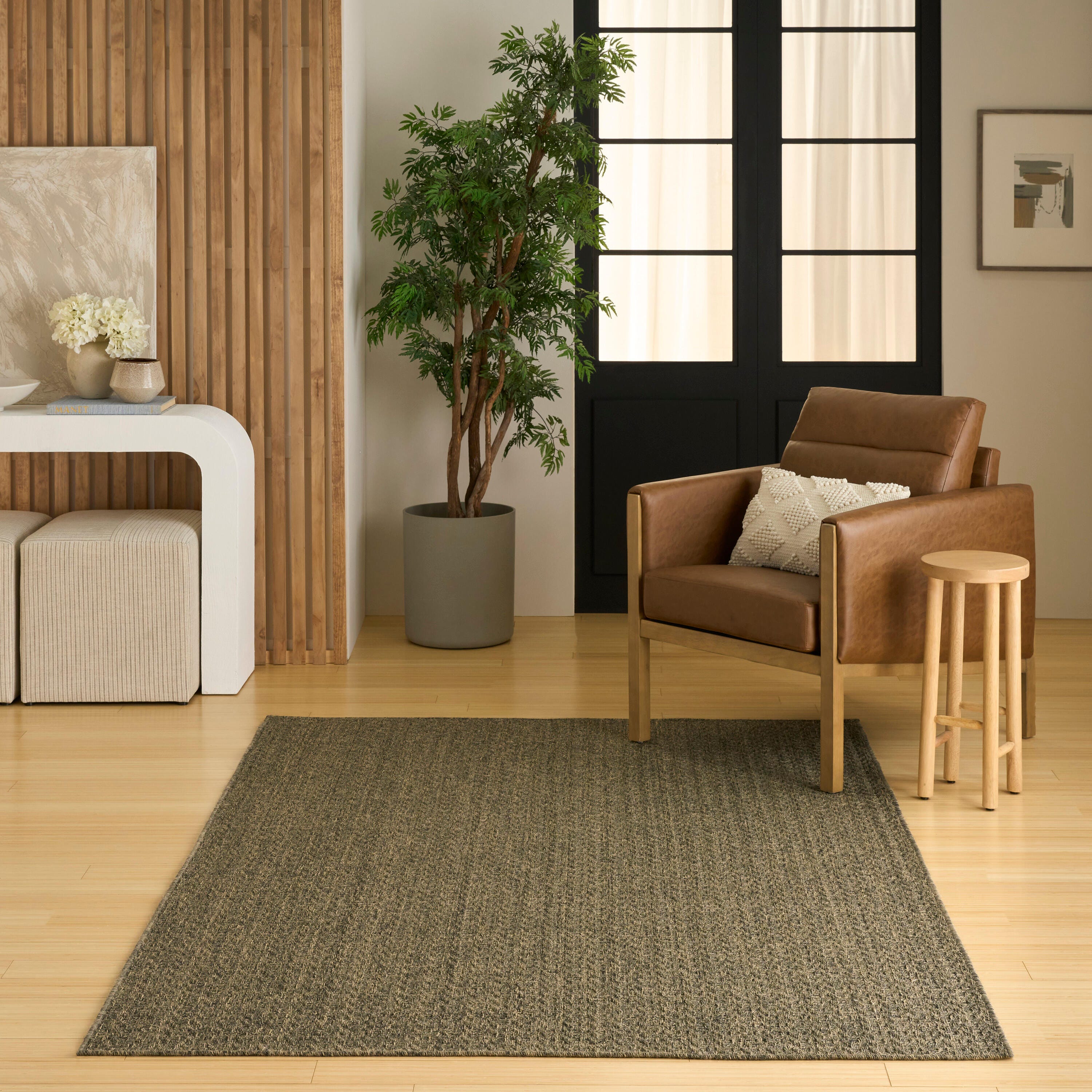 Nourison Home Tulum Chevron 5'3" x 7' Area Rug, Olive, rollover