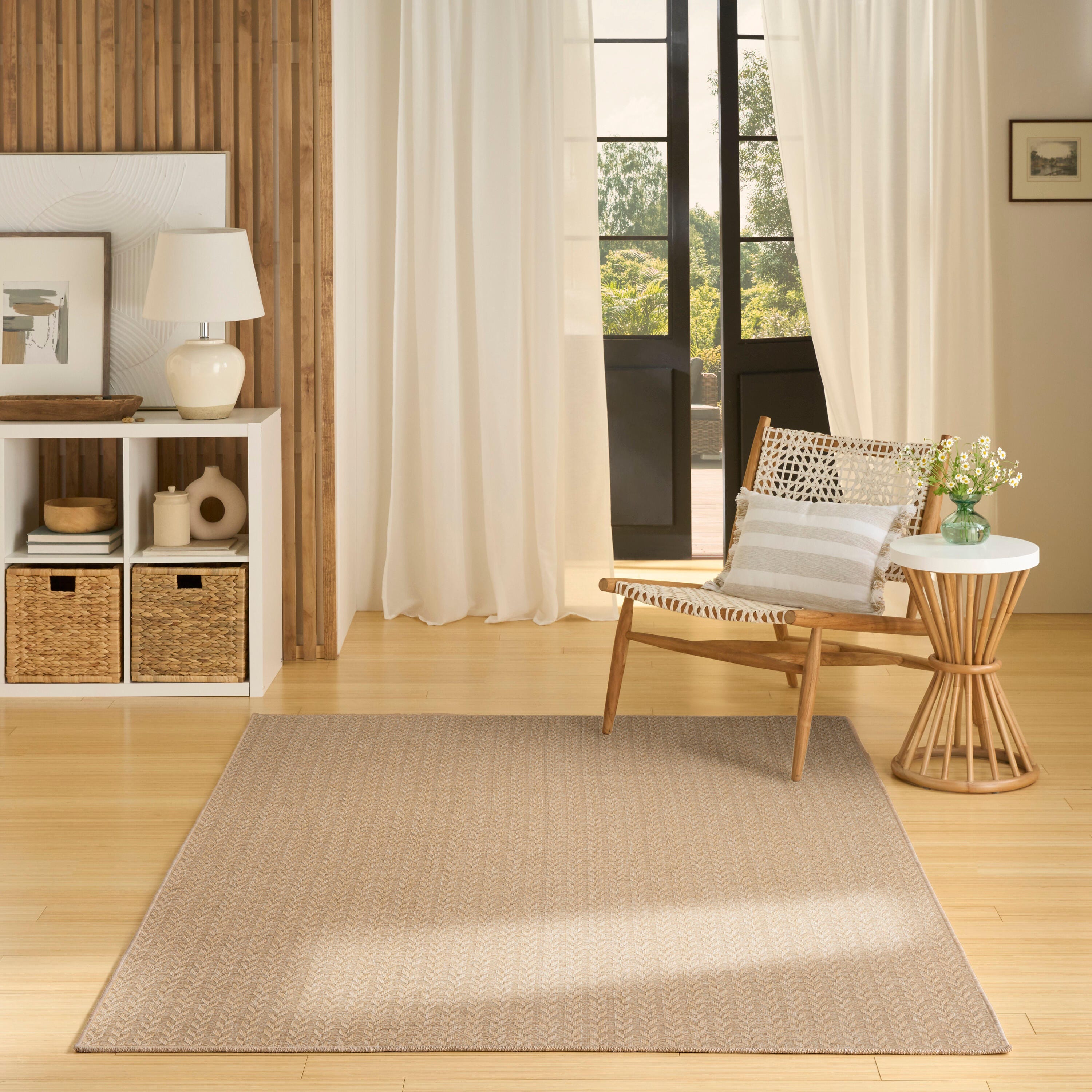 Nourison Home Tulum Chevron 5'3" x 7' Area Rug, Taupe, rollover