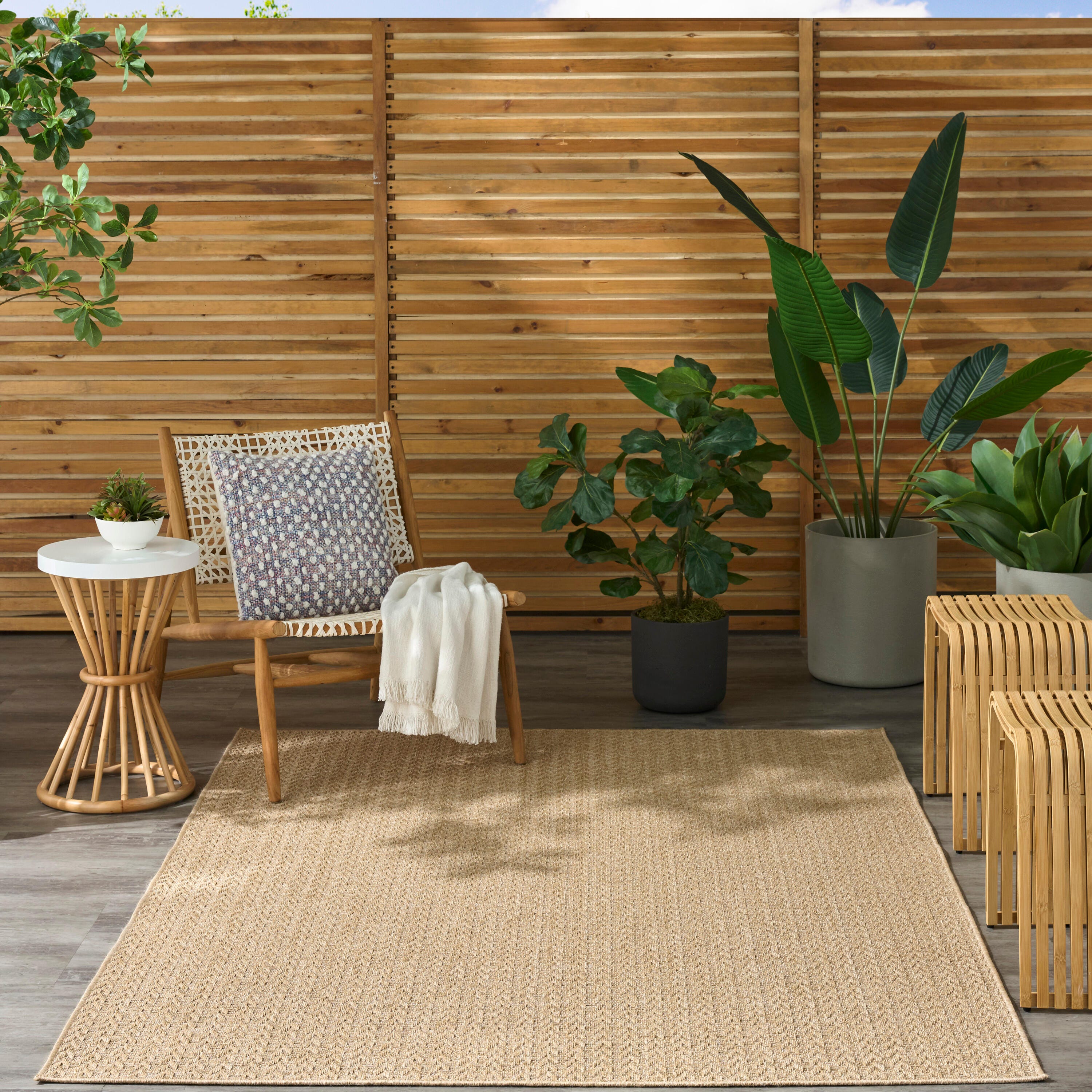 Nourison Home Tulum Chevron 5'3" x 7' Area Rug, Taupe, large