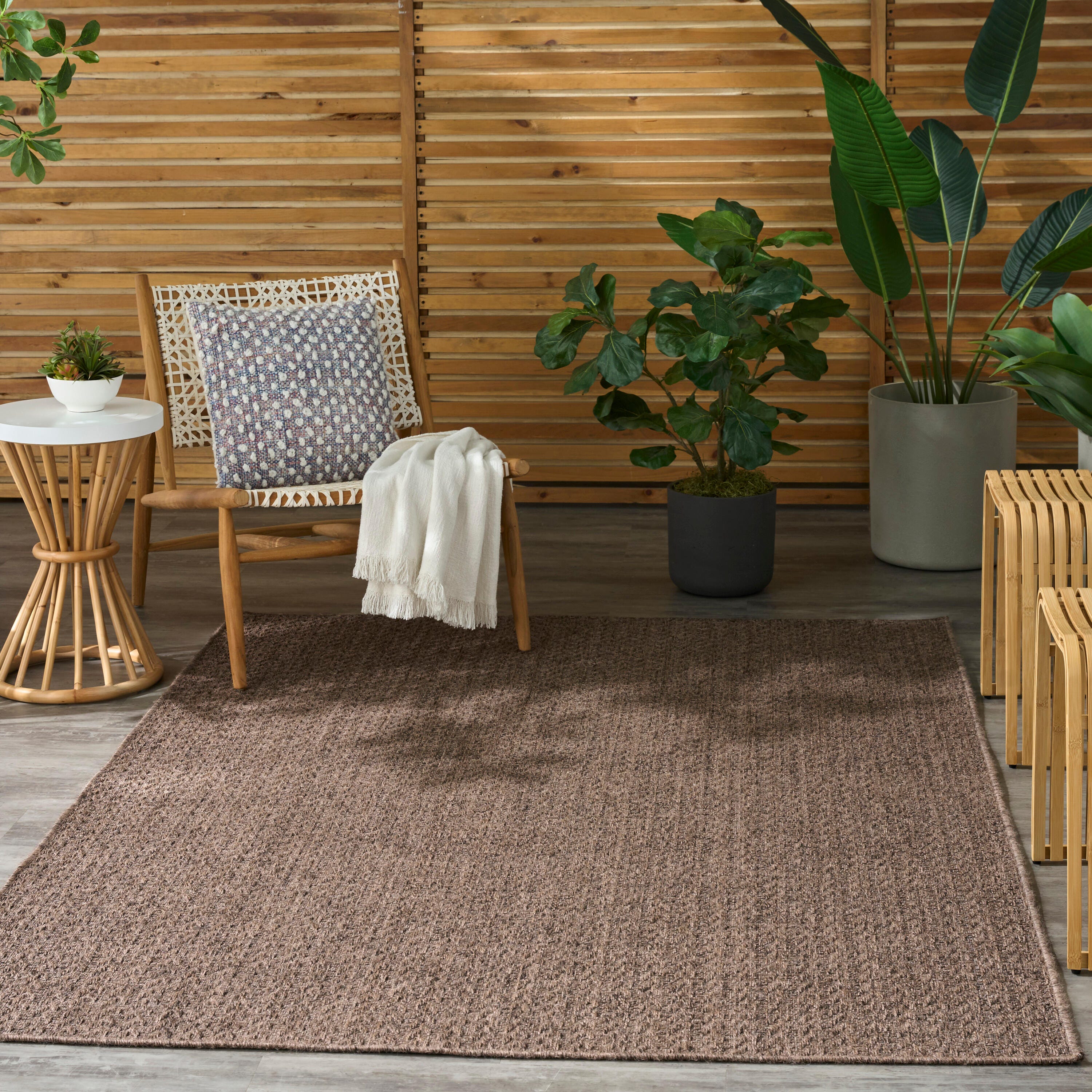 Nourison Home Tulum Chevron 6' x 9' Area Rug, Brown, large
