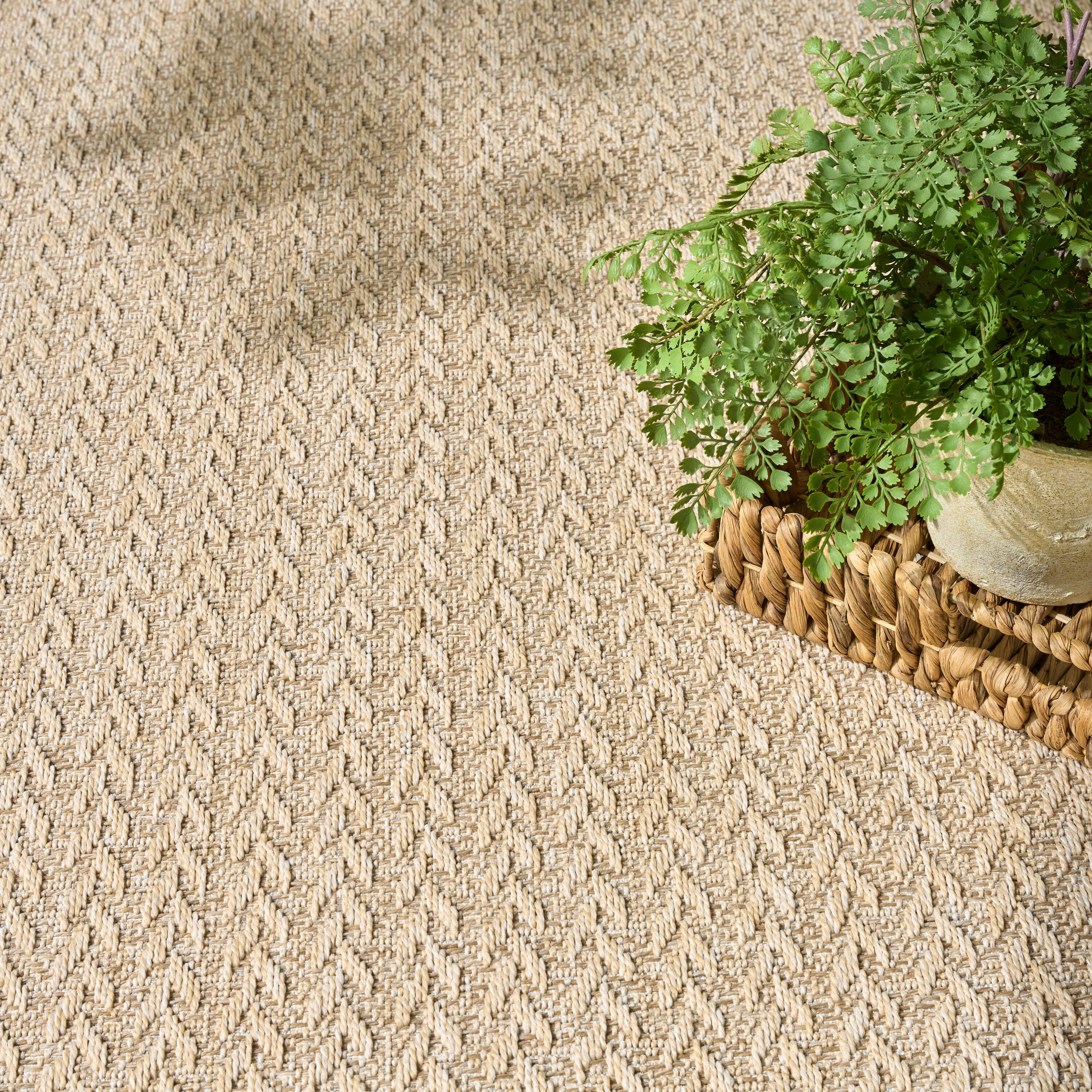 Nourison Home Tulum Chevron 6' x 9' Area Rug, Cream, large