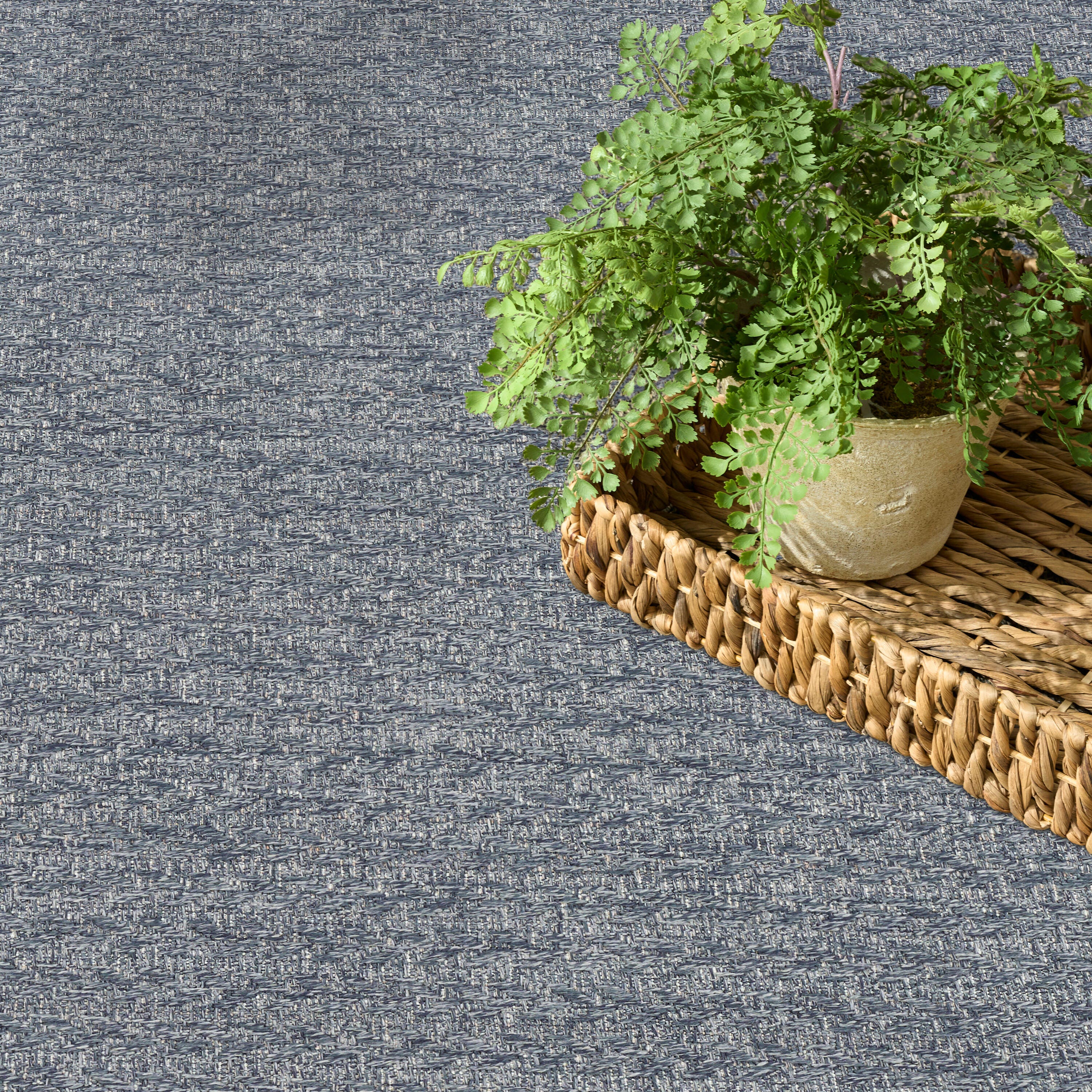 Nourison Home Tulum Chevron 6' x 9' Area Rug, Denim, large