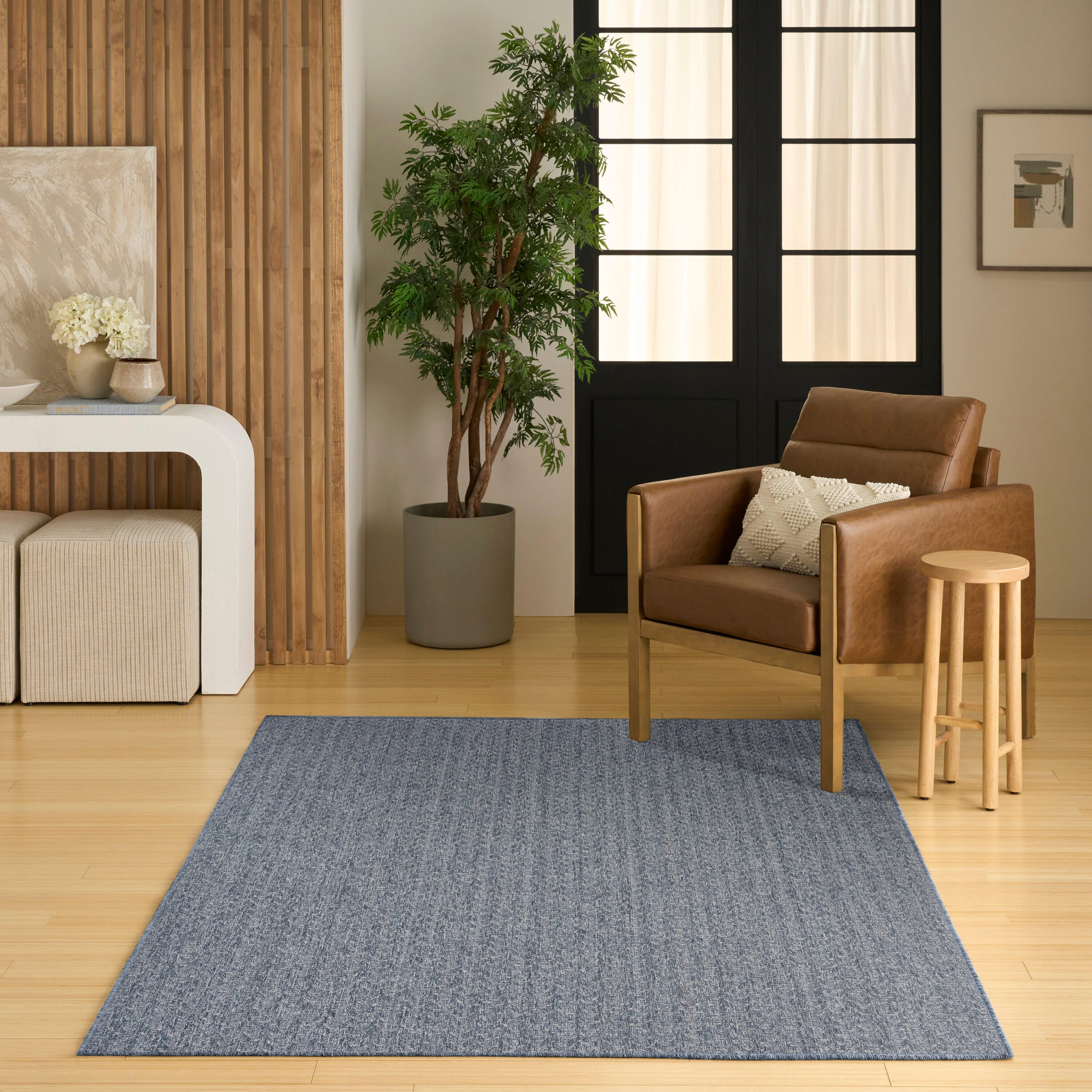 Nourison Home Tulum Chevron 6' x 9' Area Rug, Denim, large