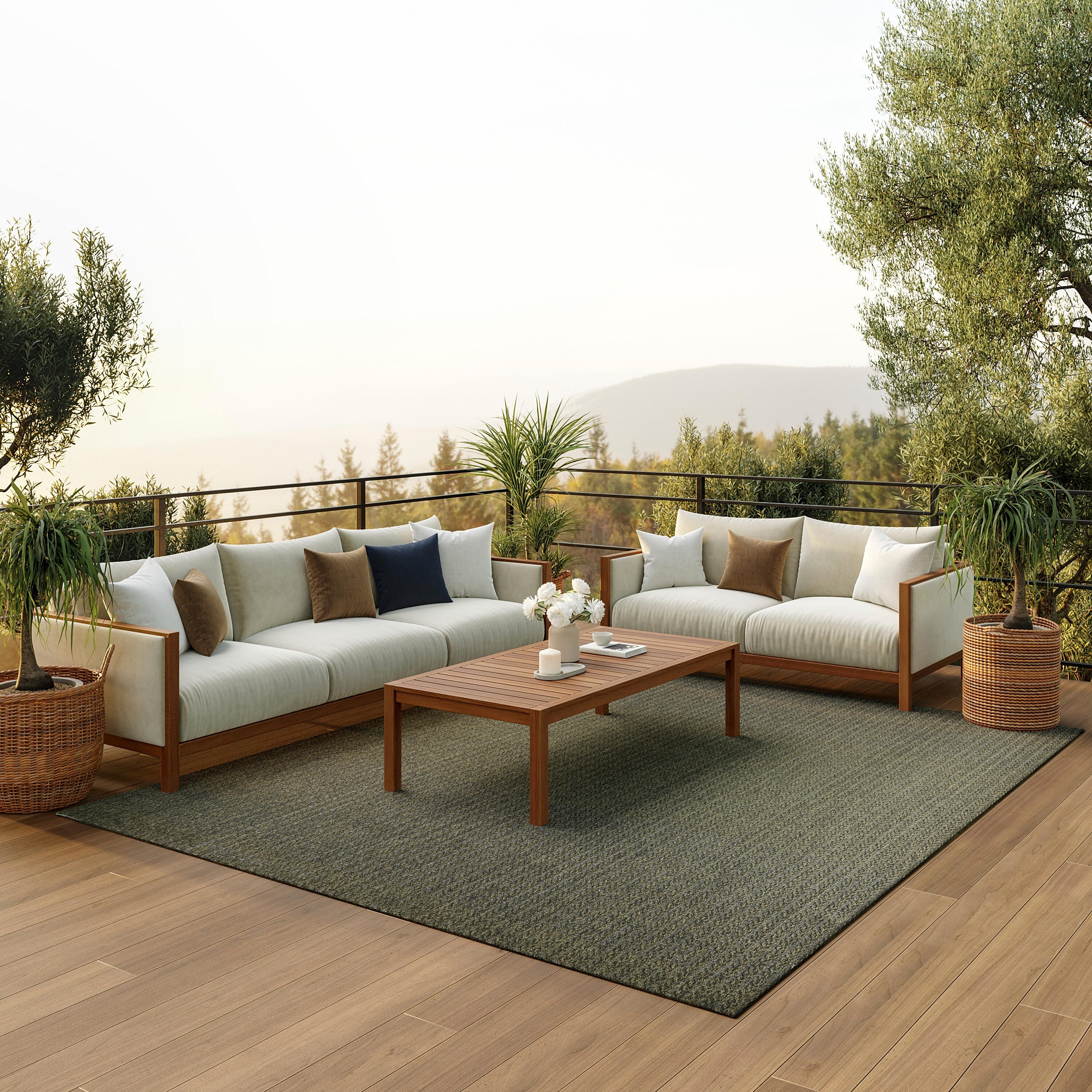 Nourison Home Tulum Chevron 6' x 9' Area Rug, Olive, rollover