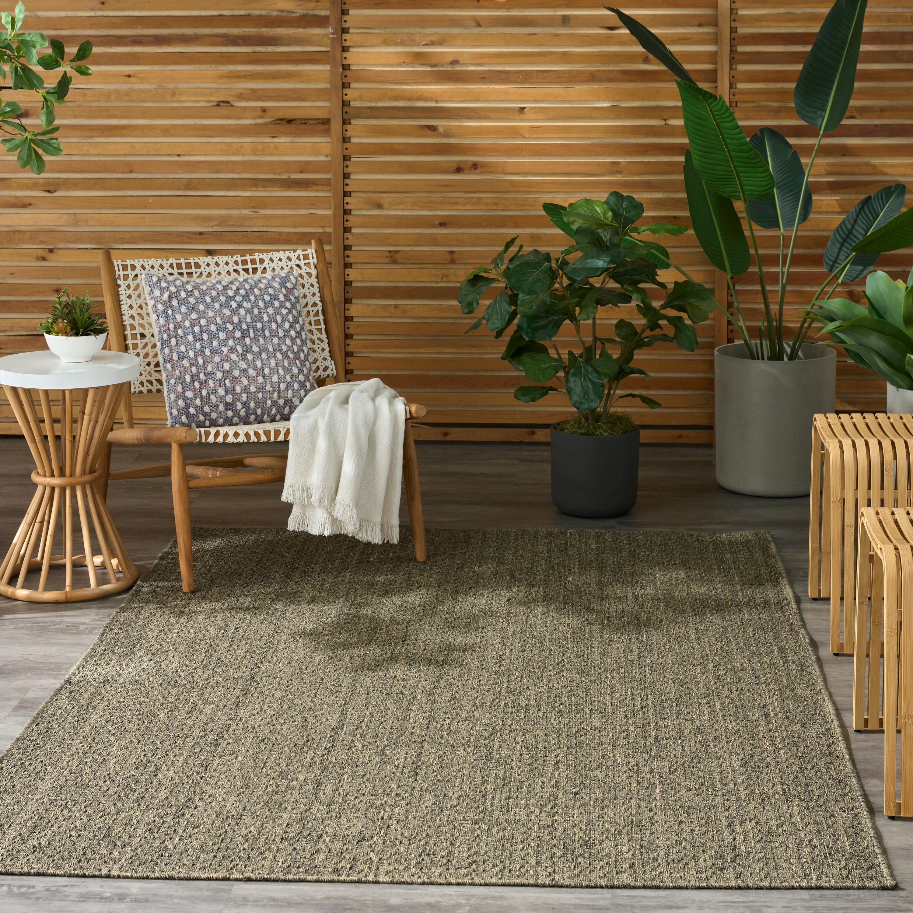 Nourison Home Tulum Chevron 6' x 9' Area Rug, Olive, large