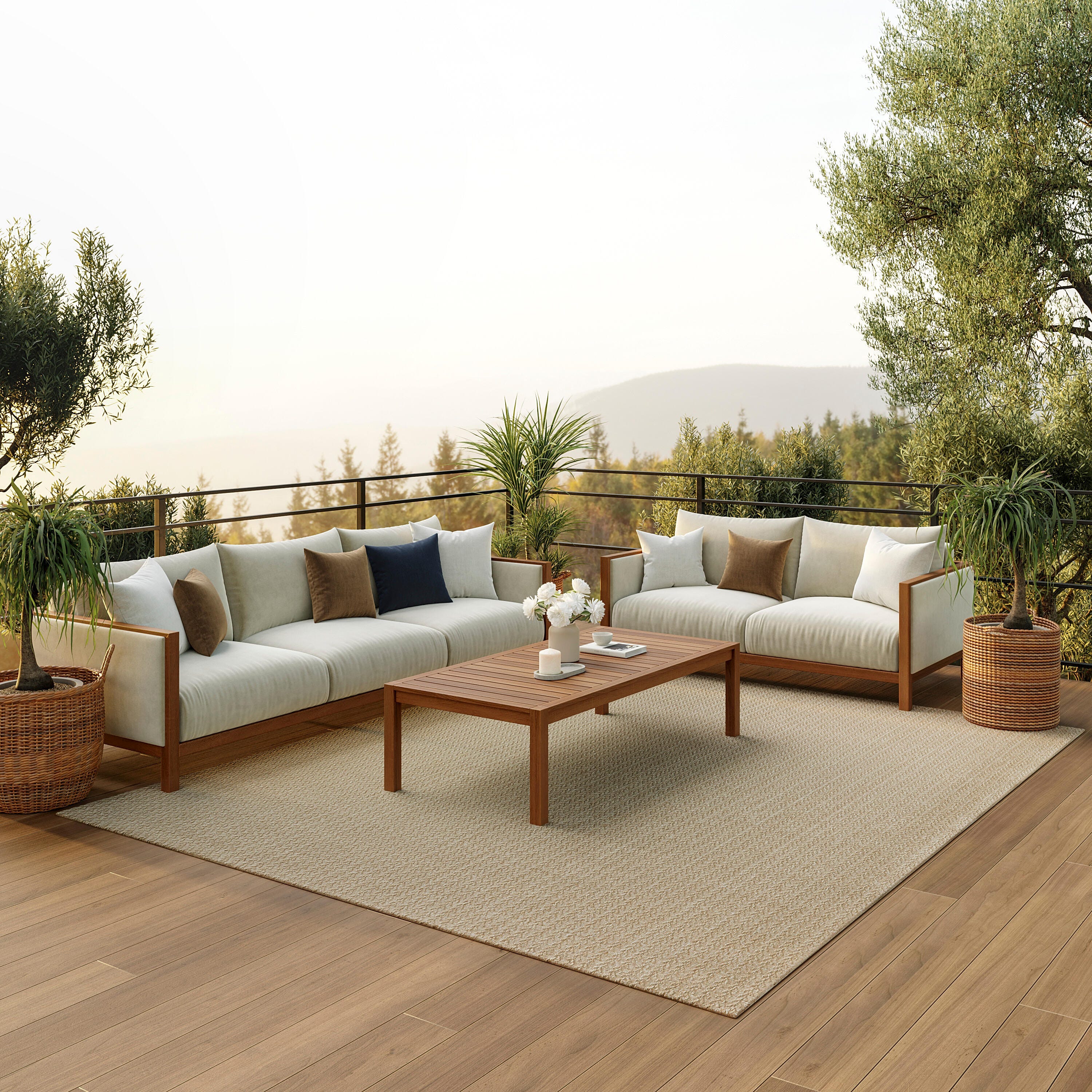 Nourison Home Tulum Chevron 6' x 9' Area Rug, Taupe, rollover