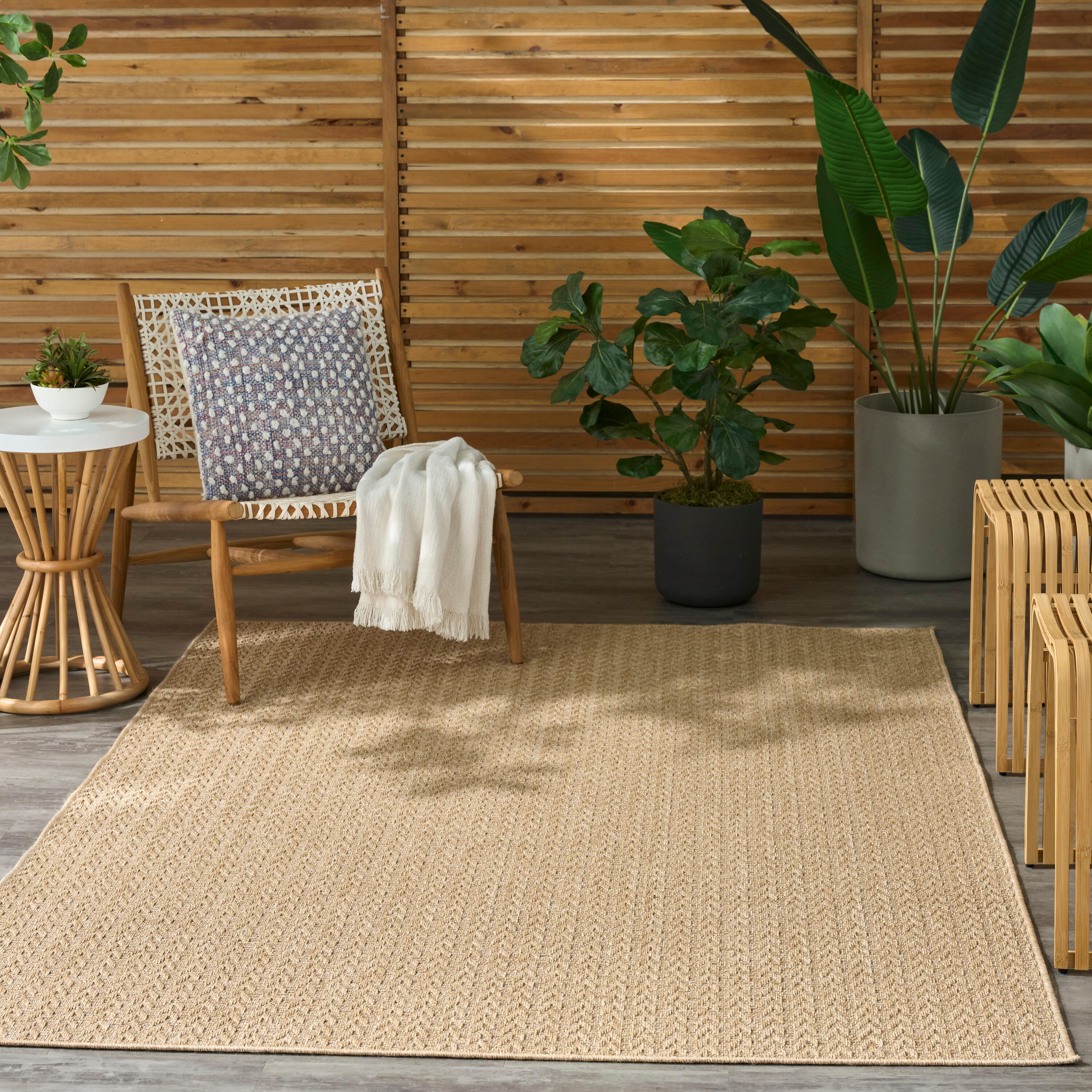 Nourison Home Tulum Chevron 6' x 9' Area Rug, Taupe, large
