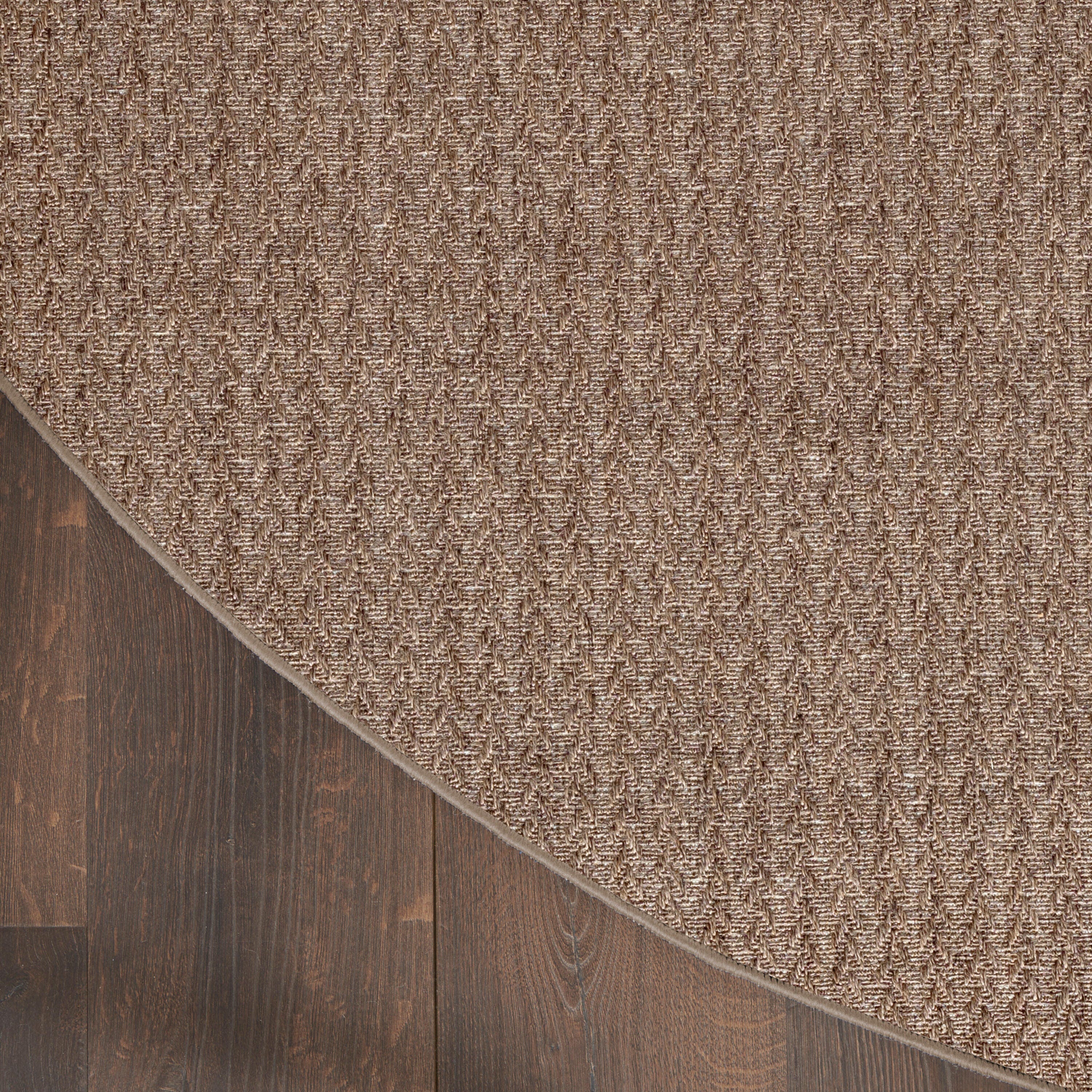Nourison Home Tulum Chevron 8' Round Area Rug, Brown, large