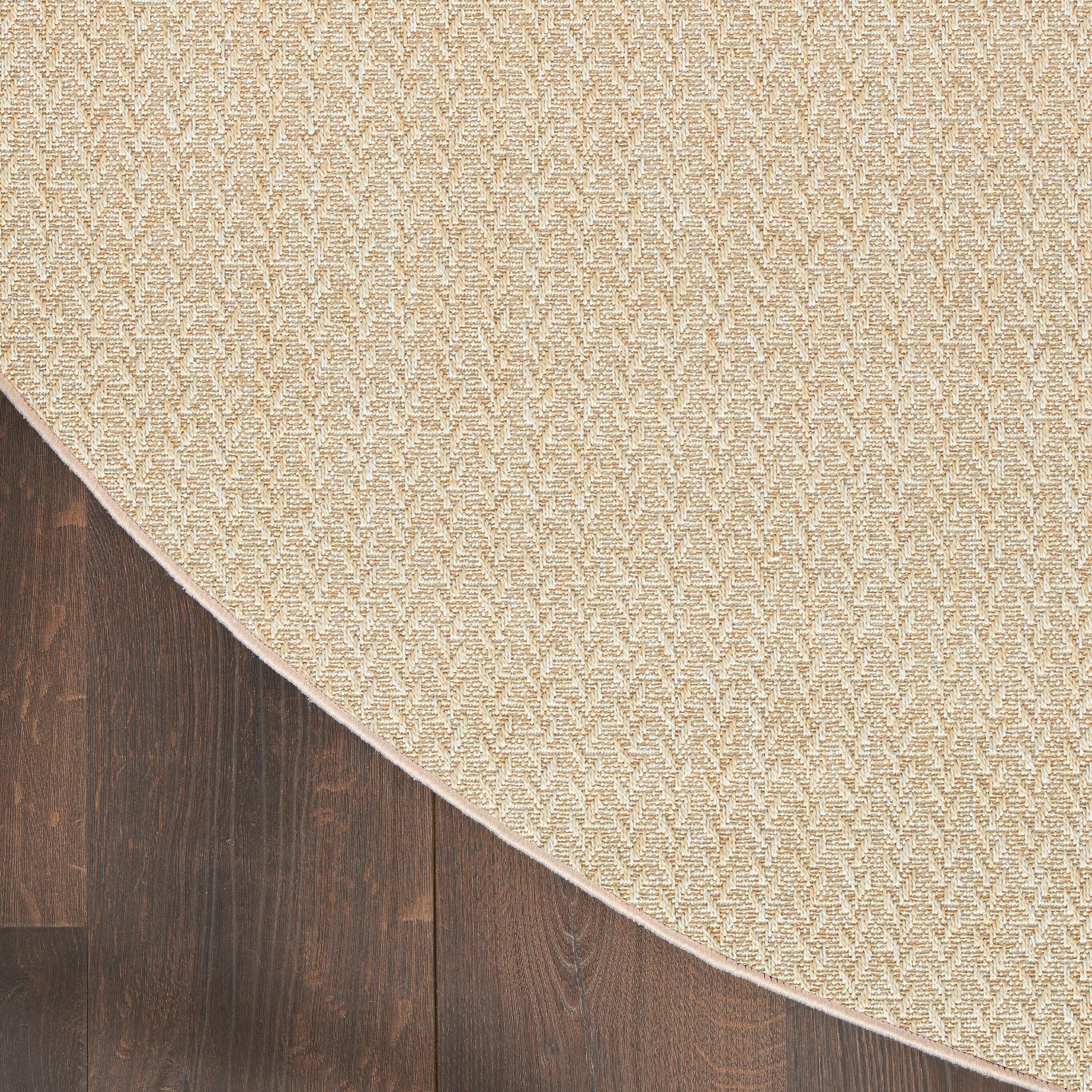 Nourison Home Tulum Chevron 8' Round Area Rug, Cream, large
