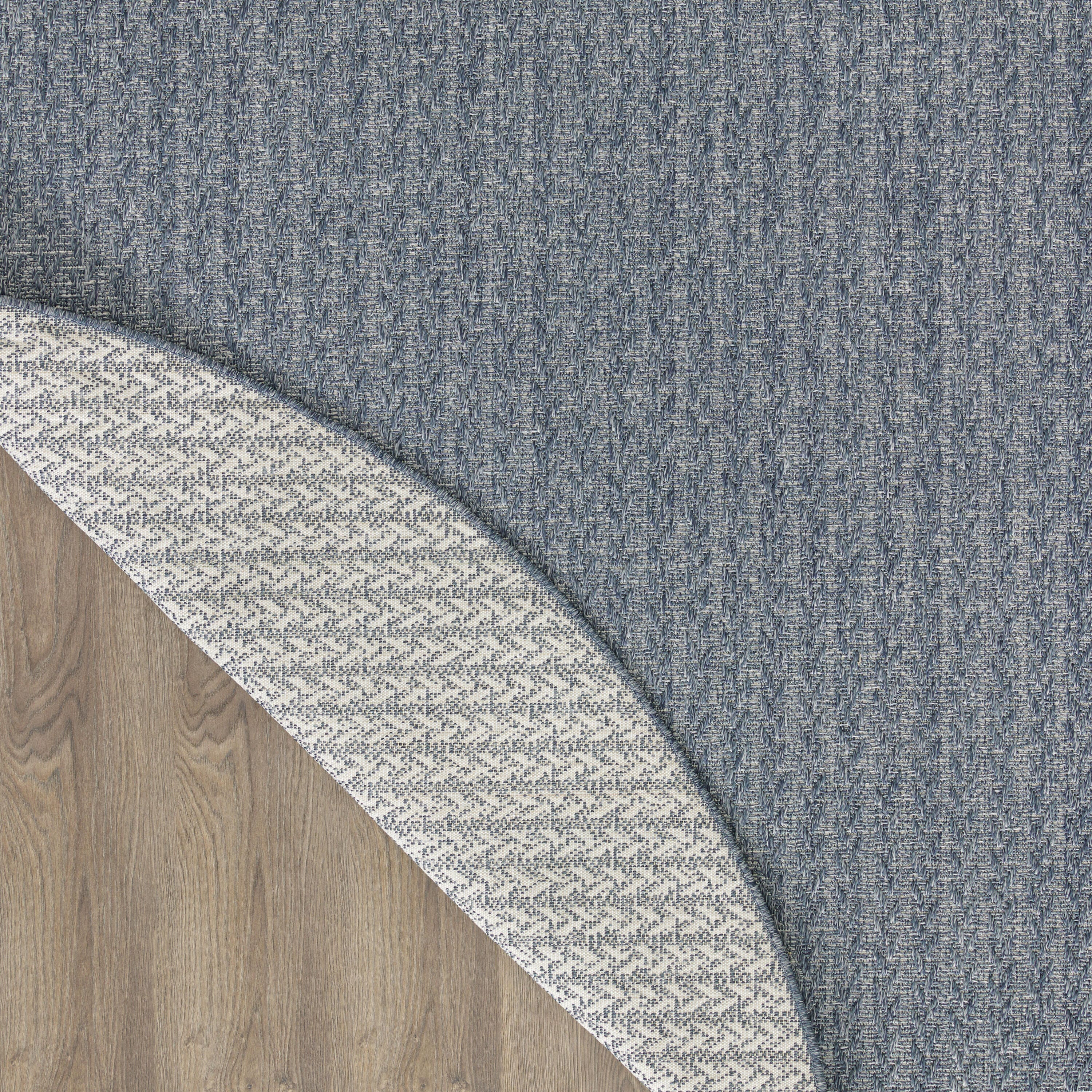 Nourison Home Tulum Chevron 8' Round Area Rug, Denim, large