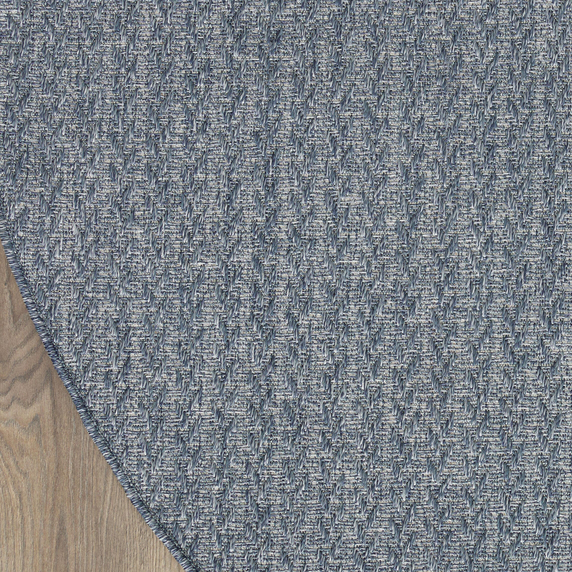 Nourison Home Tulum Chevron 8' Round Area Rug, Denim, large