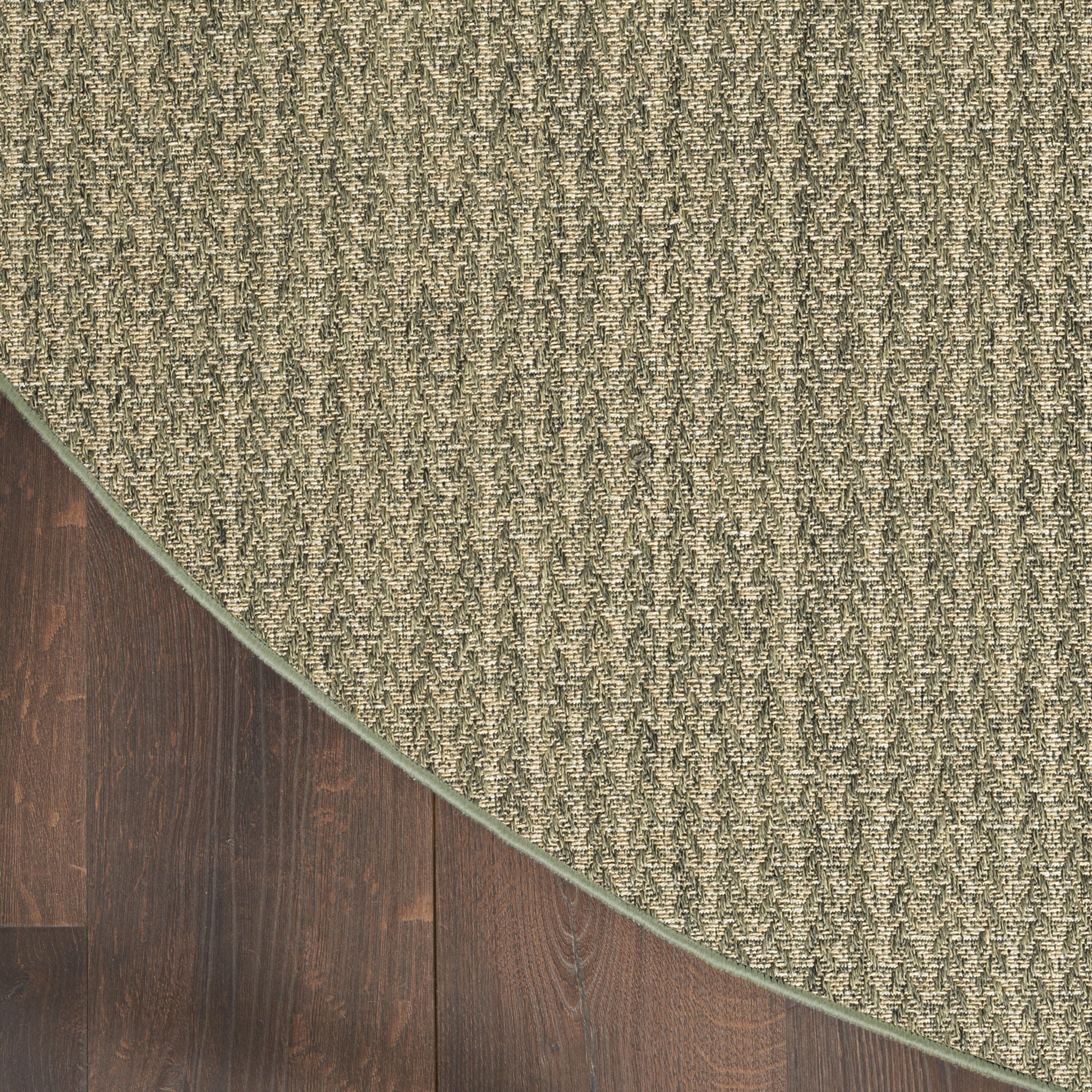 Nourison Home Tulum Chevron 8' Round Area Rug, Olive, large